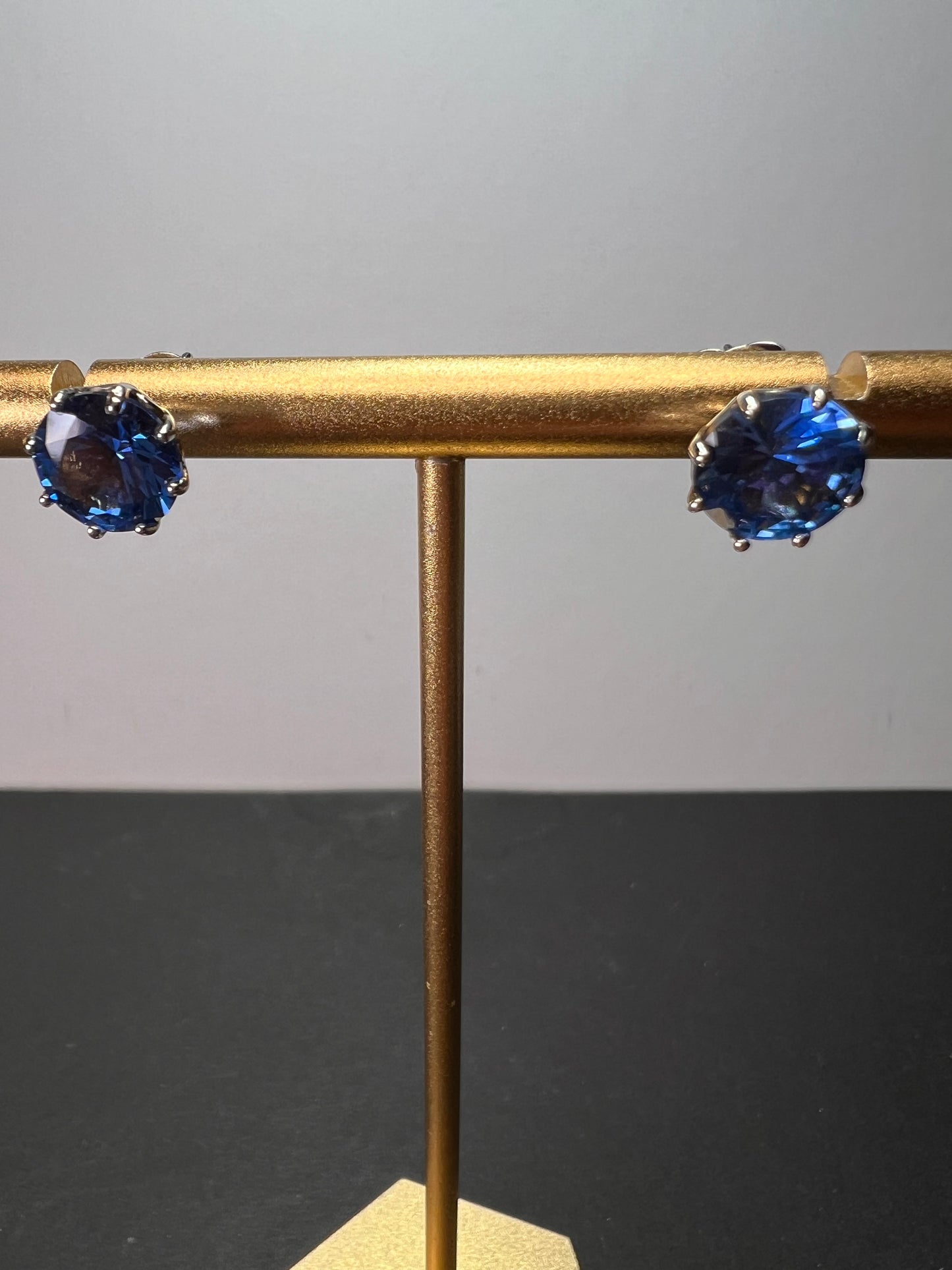 Blue lab spinel sterling silver stud earrings