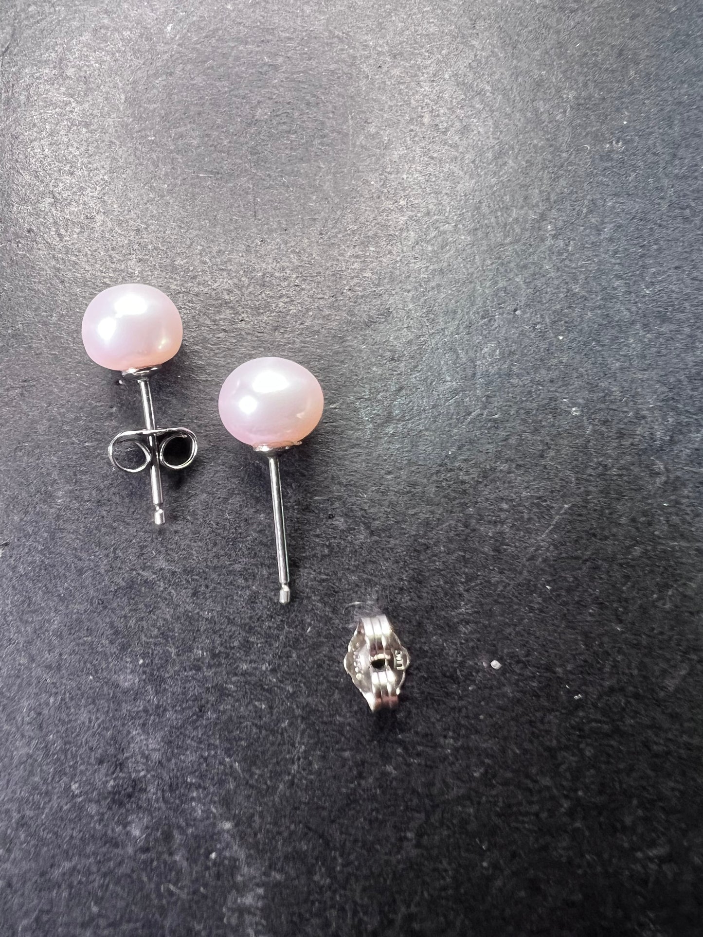 8mm pink cultured pearl stud earrings with sterling silver posts