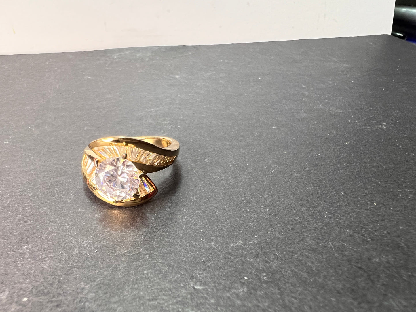 Gold vermeil over Sterling silver 925 CZ ring size 8