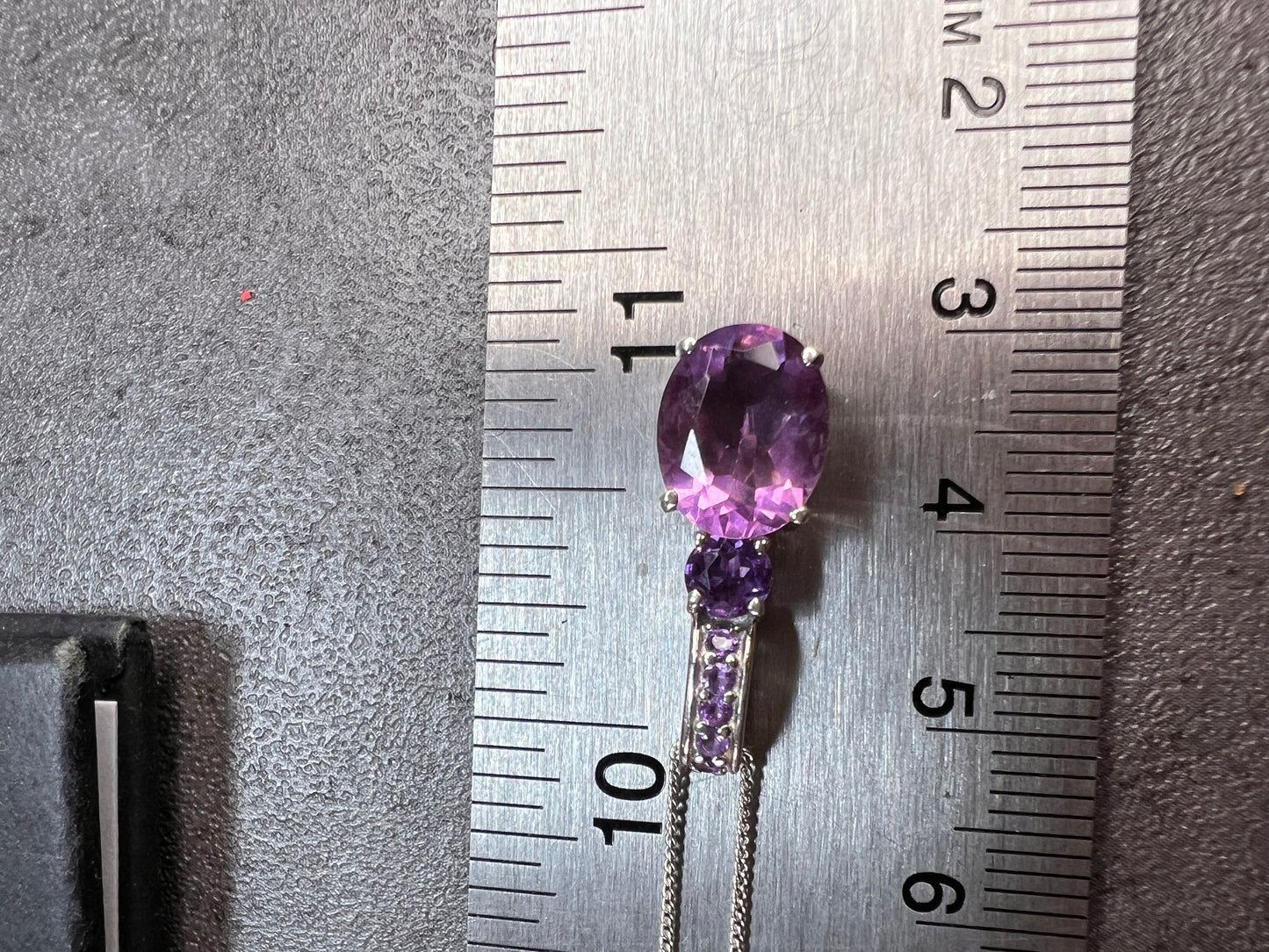 Purple fluorite multi stone sterling silver pendant with 20 inch chain
