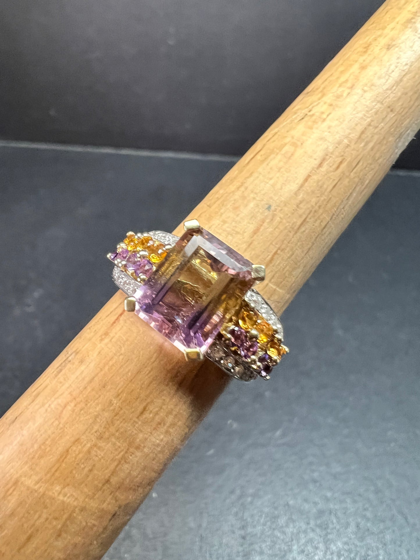 Ametrine Citrine Amethyst Ring 925 Vermeil SD Size 7