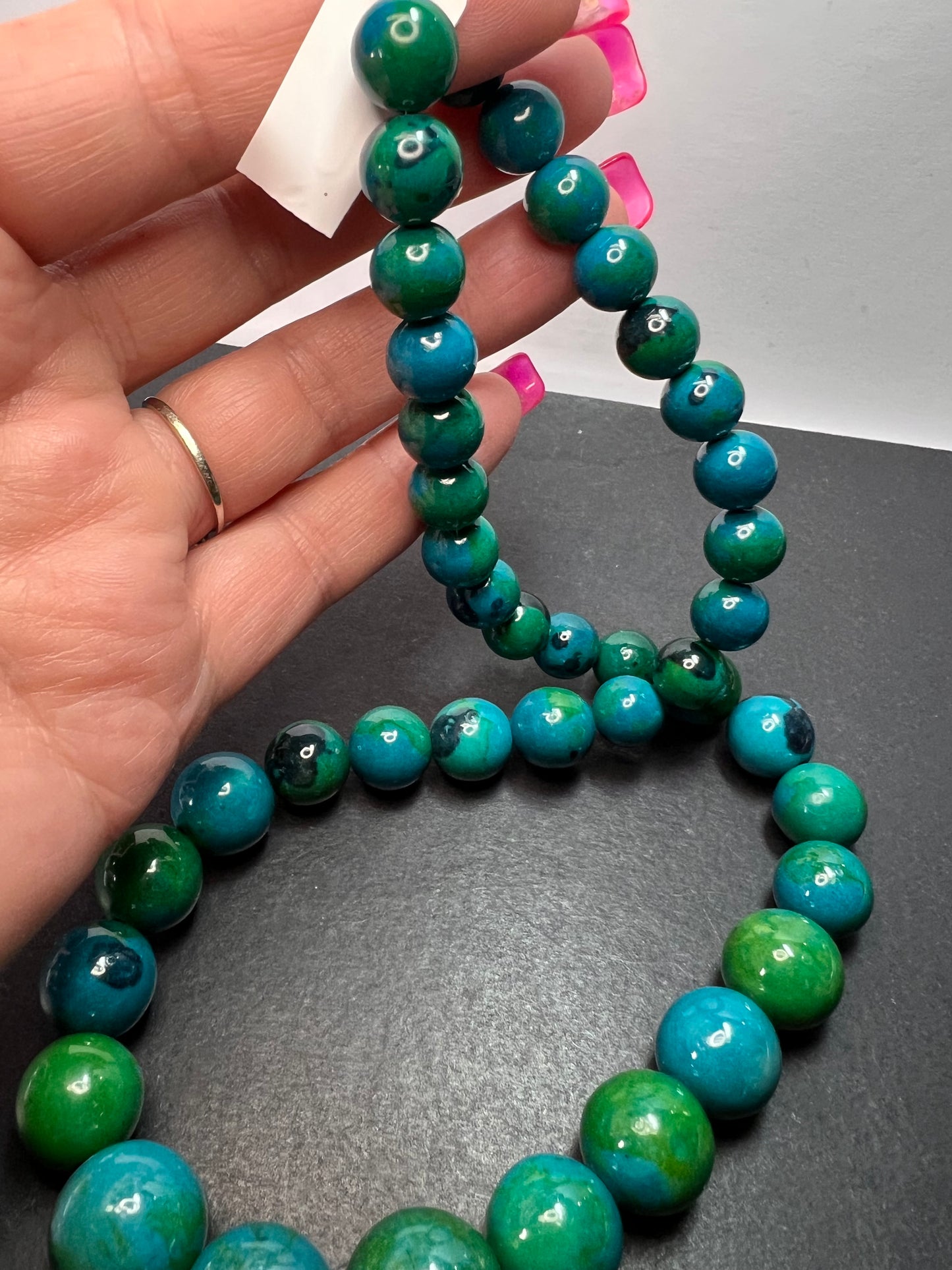 Chrysocolla beaded 20 inch necklace with sterling silver clasp *NEW*