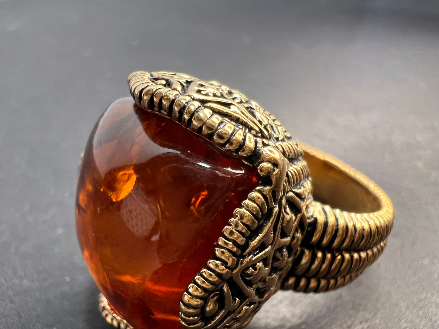 Designer Barse amber brass ring size 9