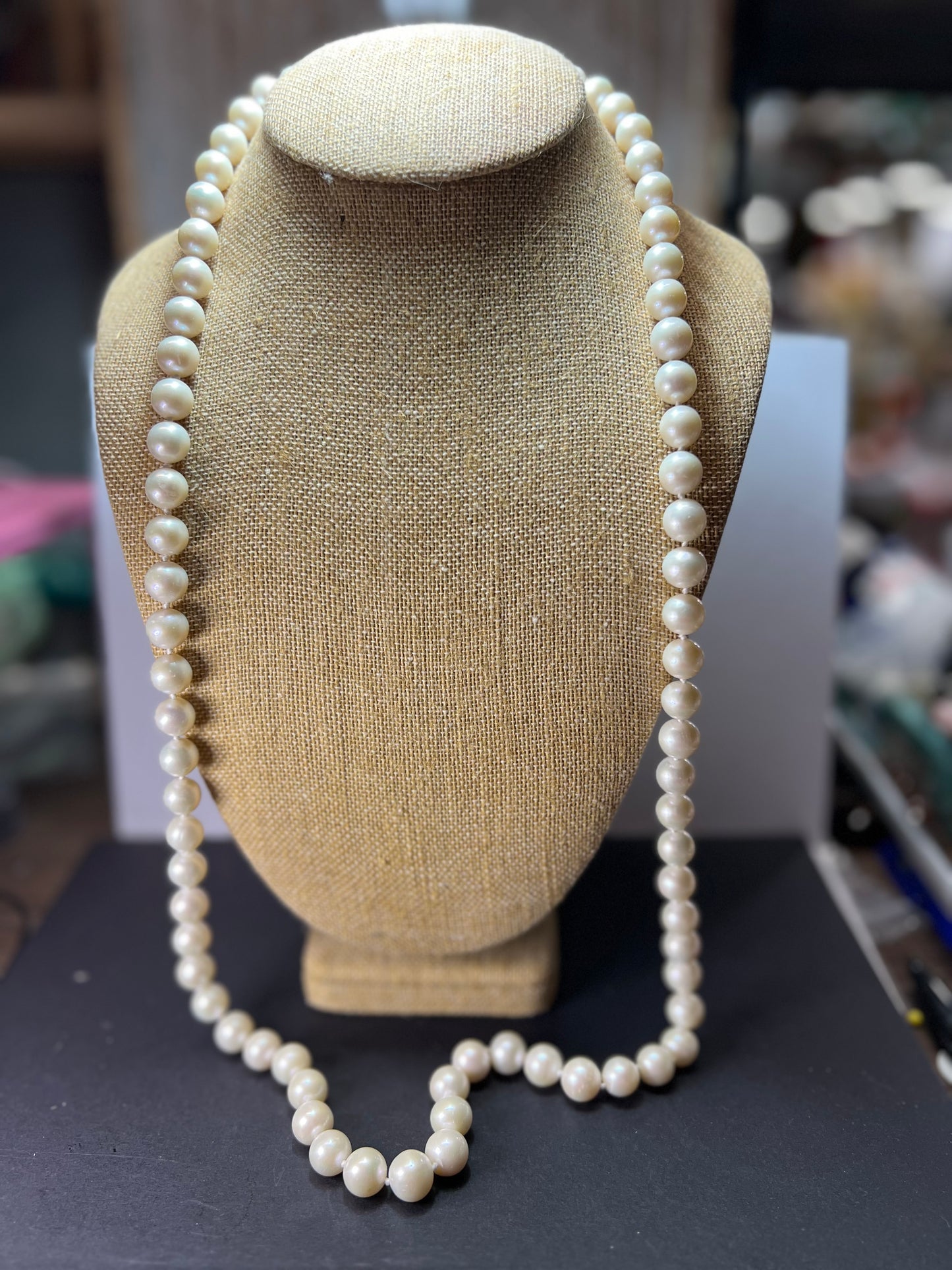 10-11mm white cultured pearl 36 inch necklace with sterling silver clasp