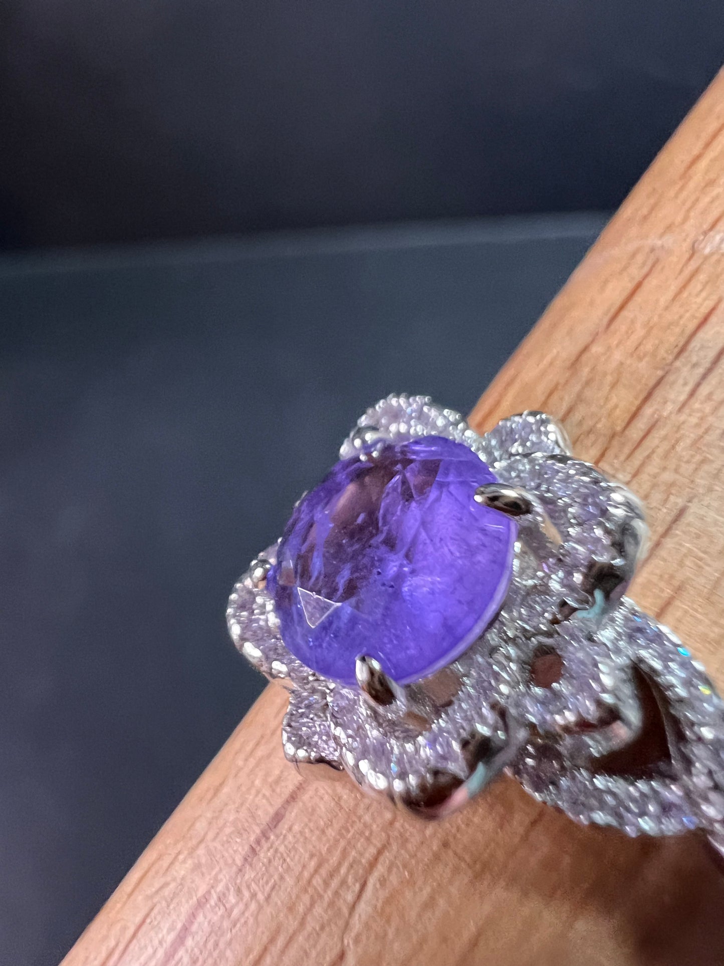New Bomb Party Sterling Silver Lavender Simulated Amethyst Dinner Ring Sz 9