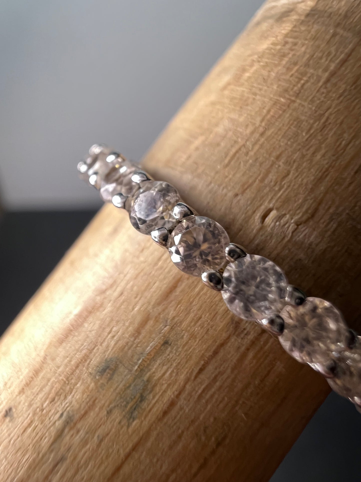 White topaz sterling silver stackable eternity band size 8