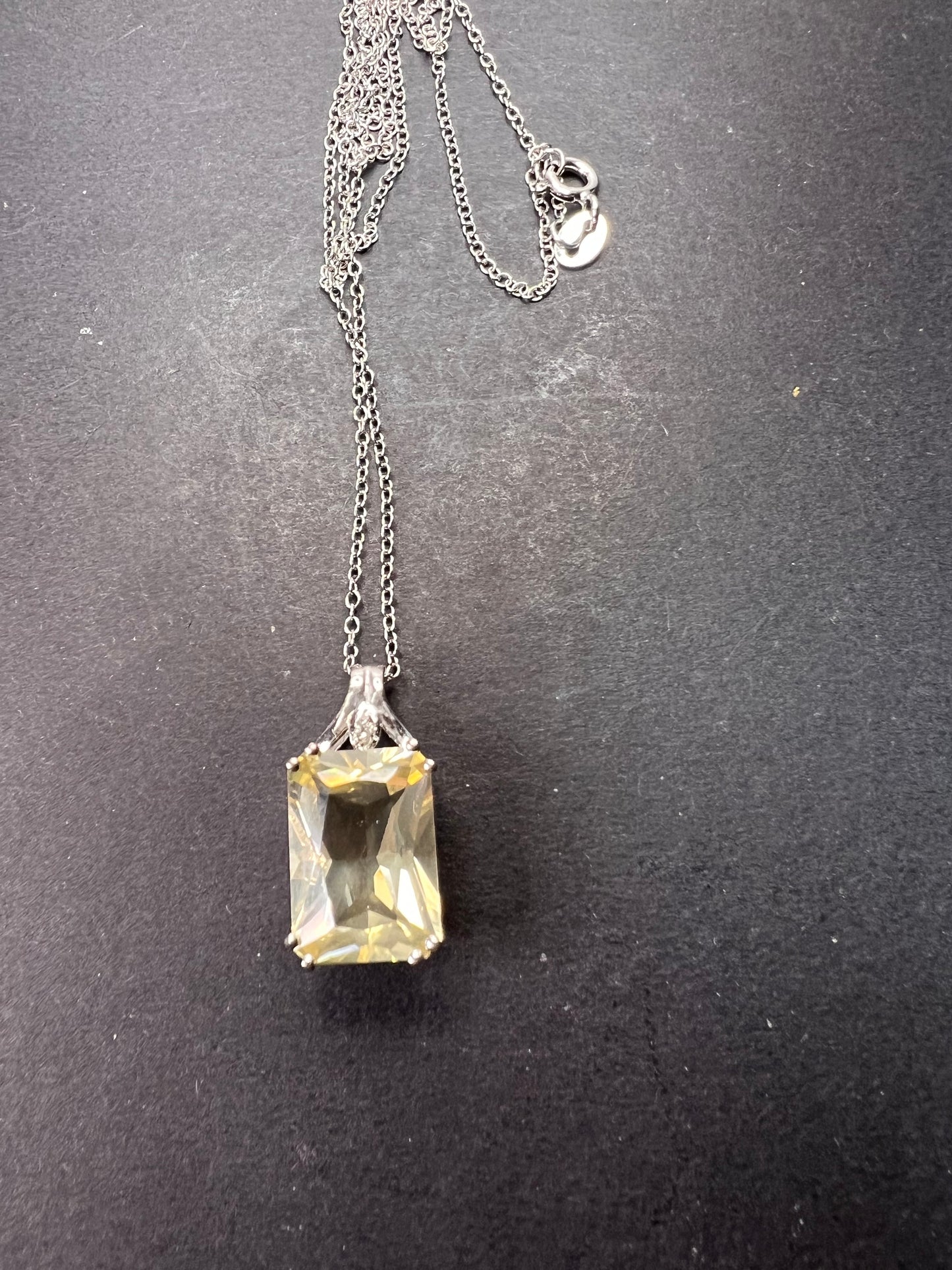 Yellow labradorite pendant necklace in sterling silver with chain