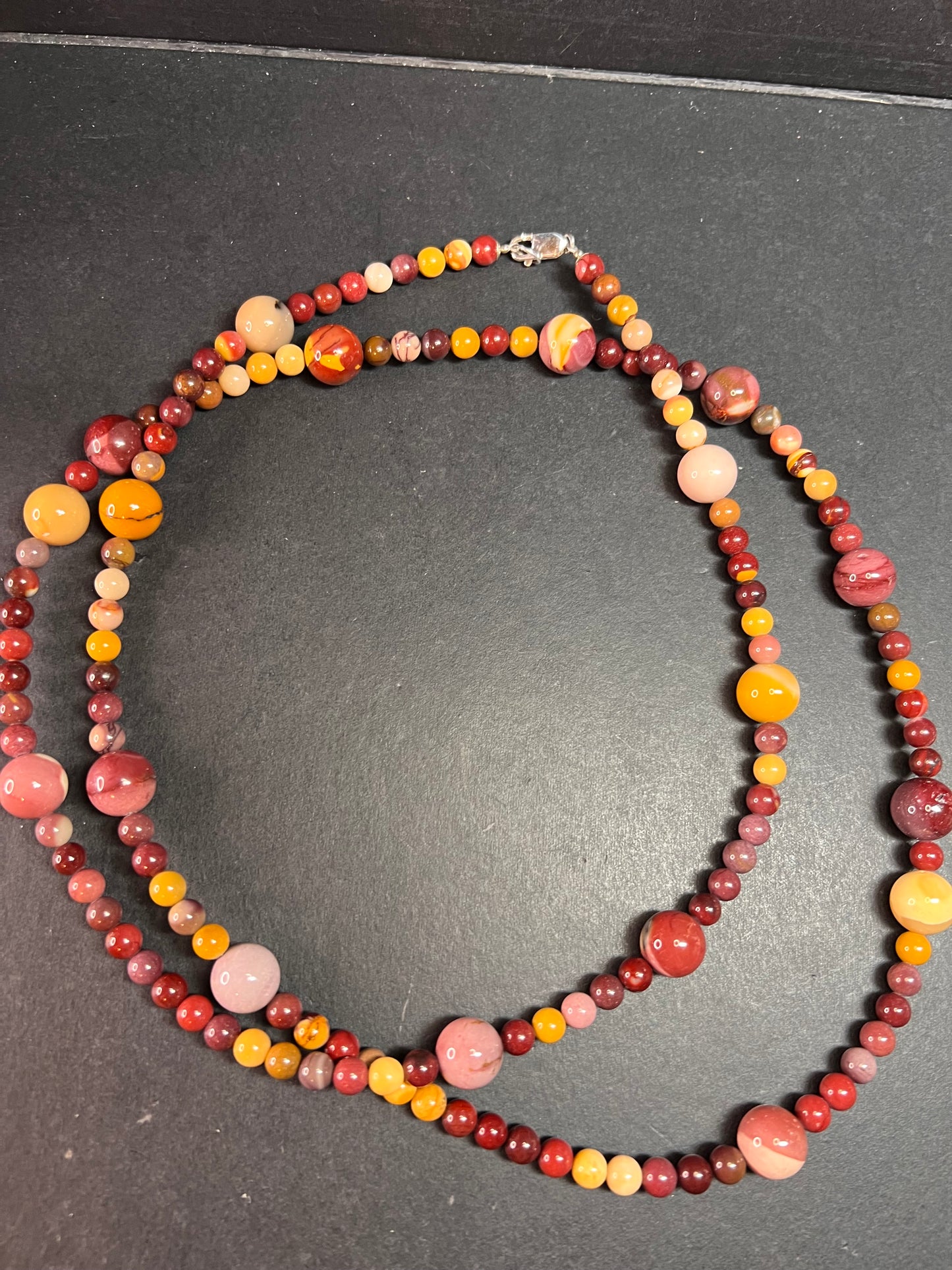 NEW Mookaite Jasper station 36 inch necklace with sterling silver clasp