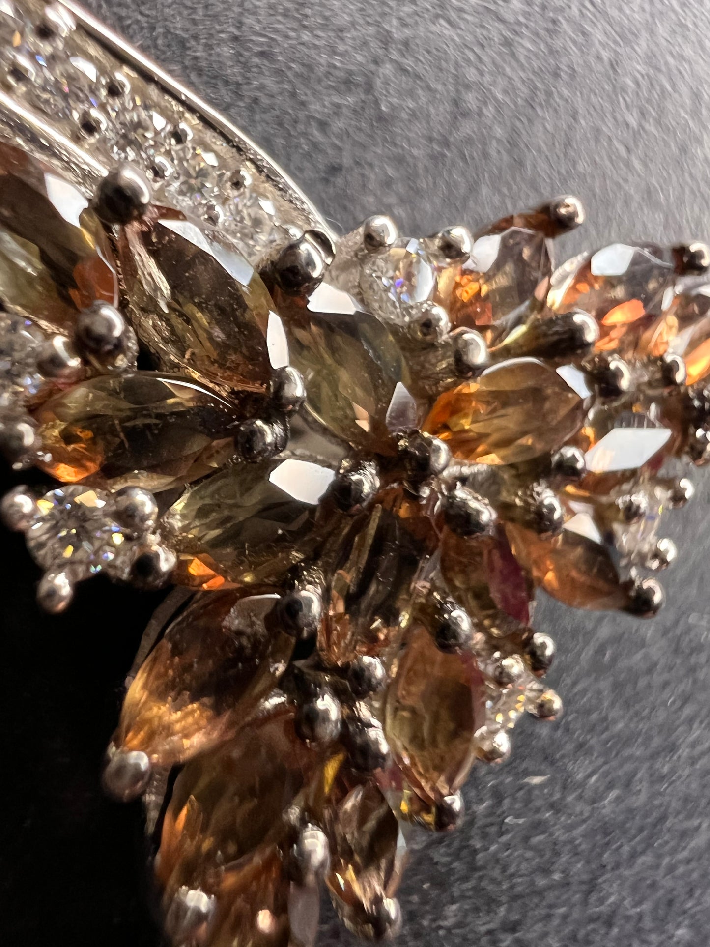 NEW Andalusite and Moissanite floral necklace in rhodium over sterling silver