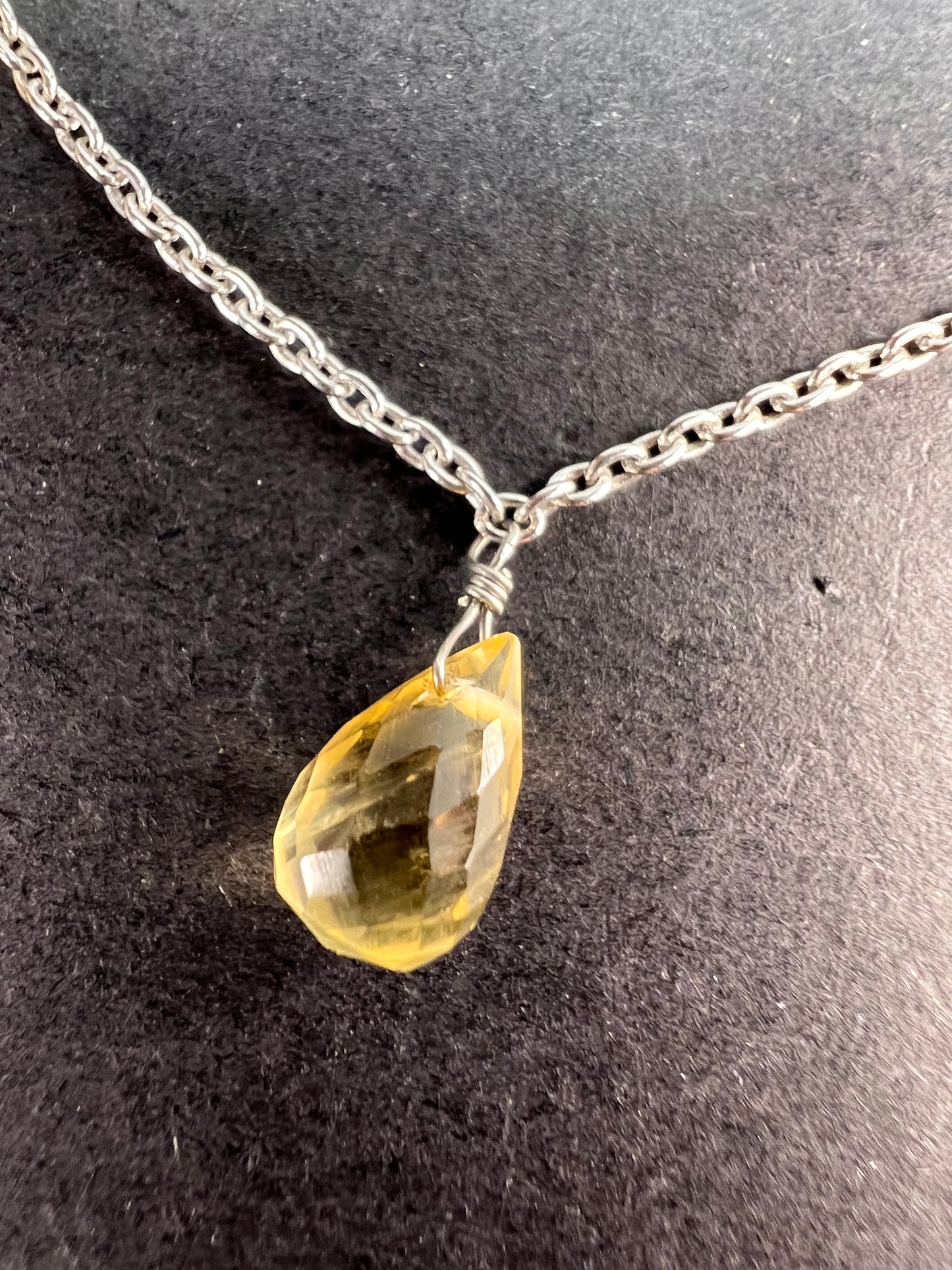 Brazilian citrine 20 inch station necklace in sterling silver *NEW*