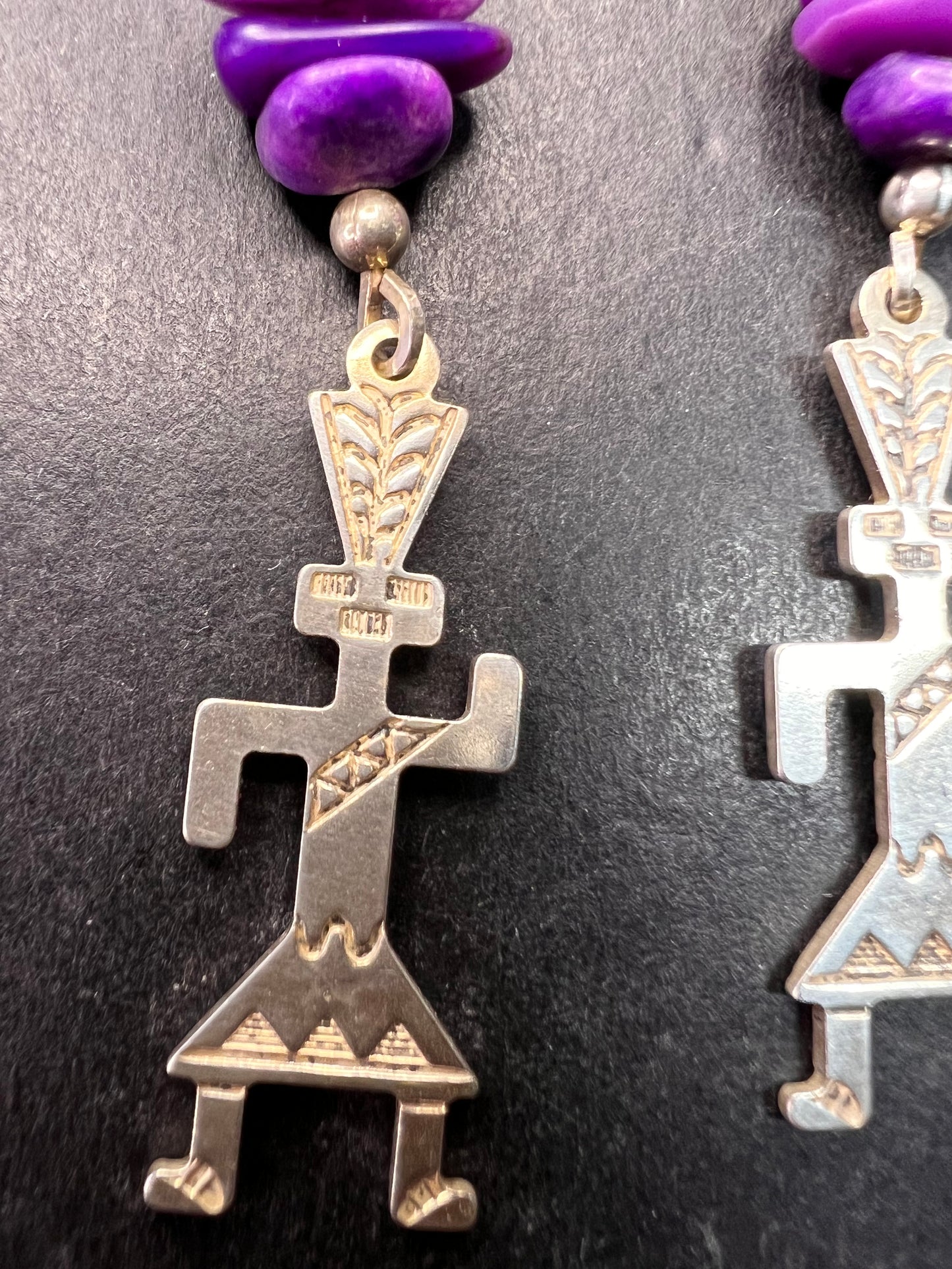 Vintage Sterling Silver Charoite Earrings – Kachina Dancer Dead Stock