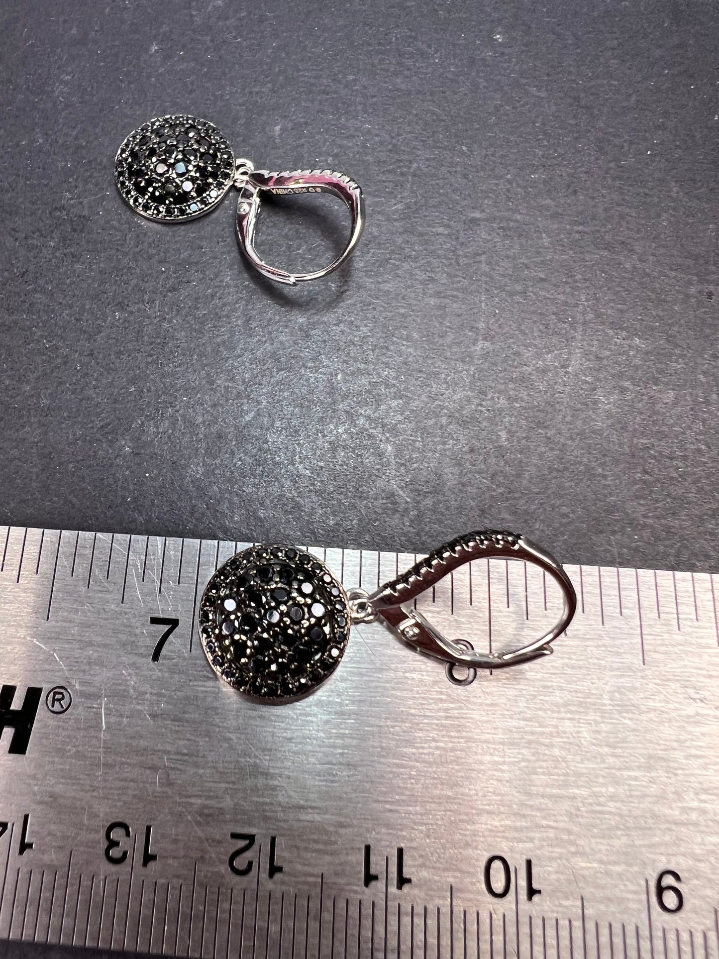 Black Spinel Rhodium Over Sterling Silver Cluster Earrings 1.59ctw