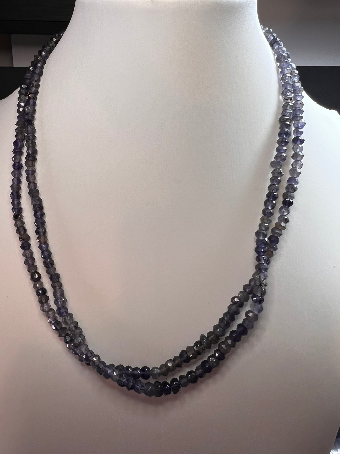 NEW faceted iolite necklace with sterling silver clasp