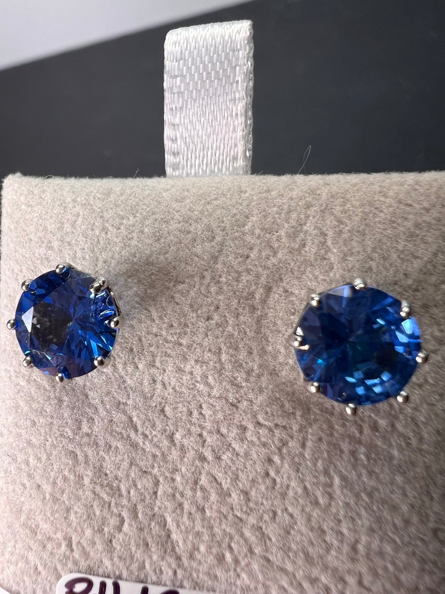 Blue lab spinel sterling silver stud earrings