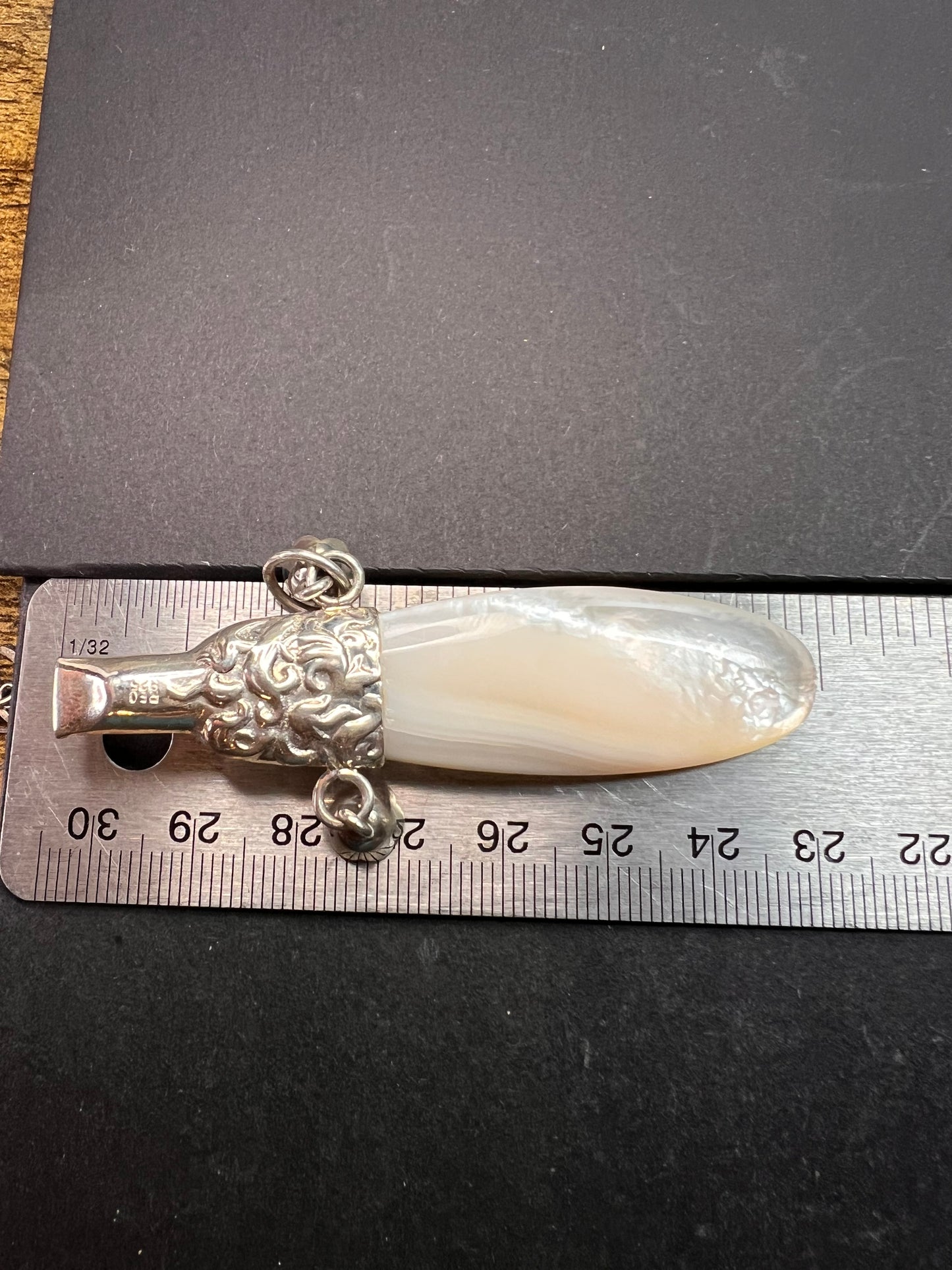 Vintage REO 925 Sterling Mother of Pearl Whistle Pendant Dead Stock