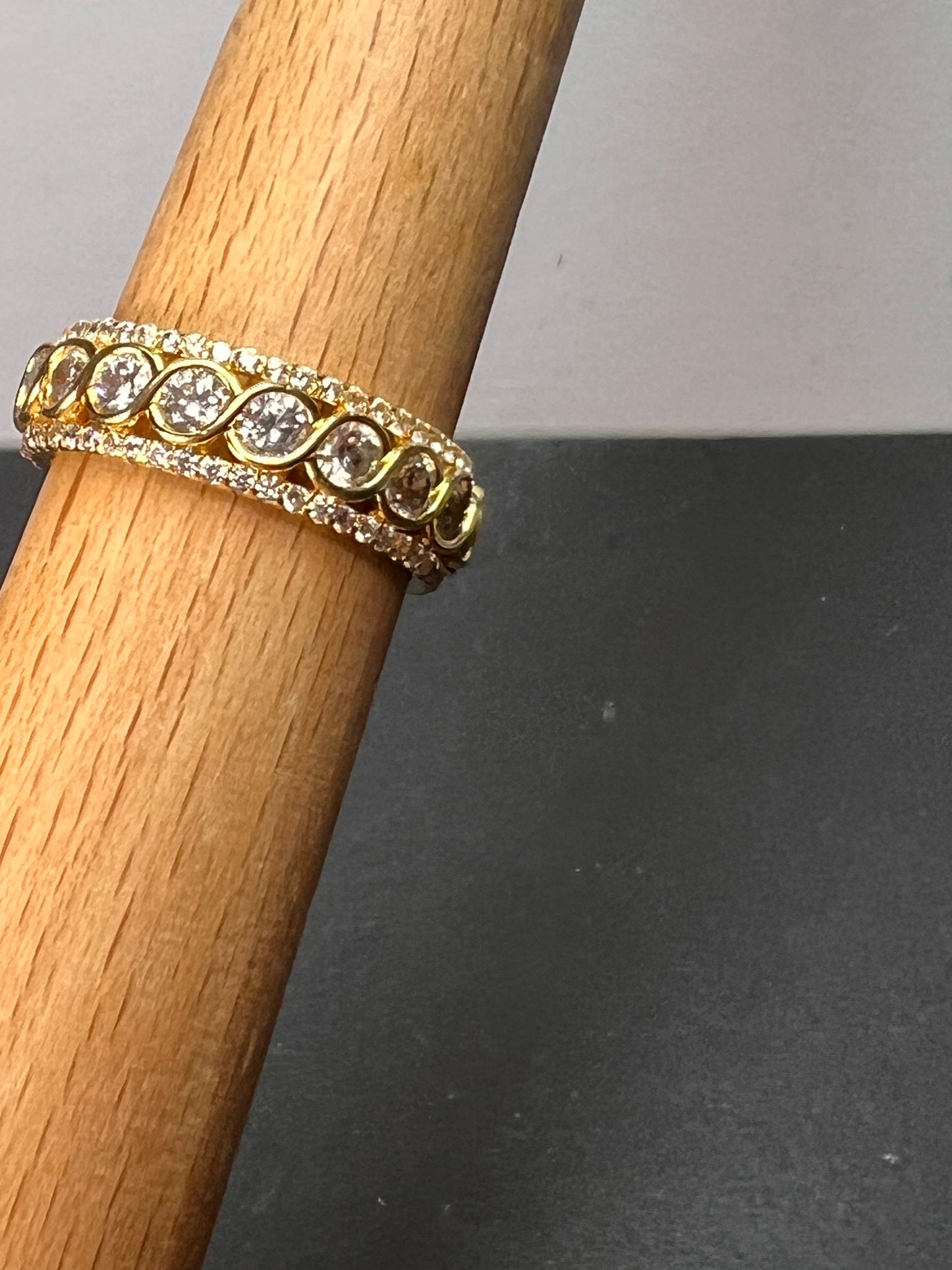 CZ gold over Sterling eternity band ring size 11