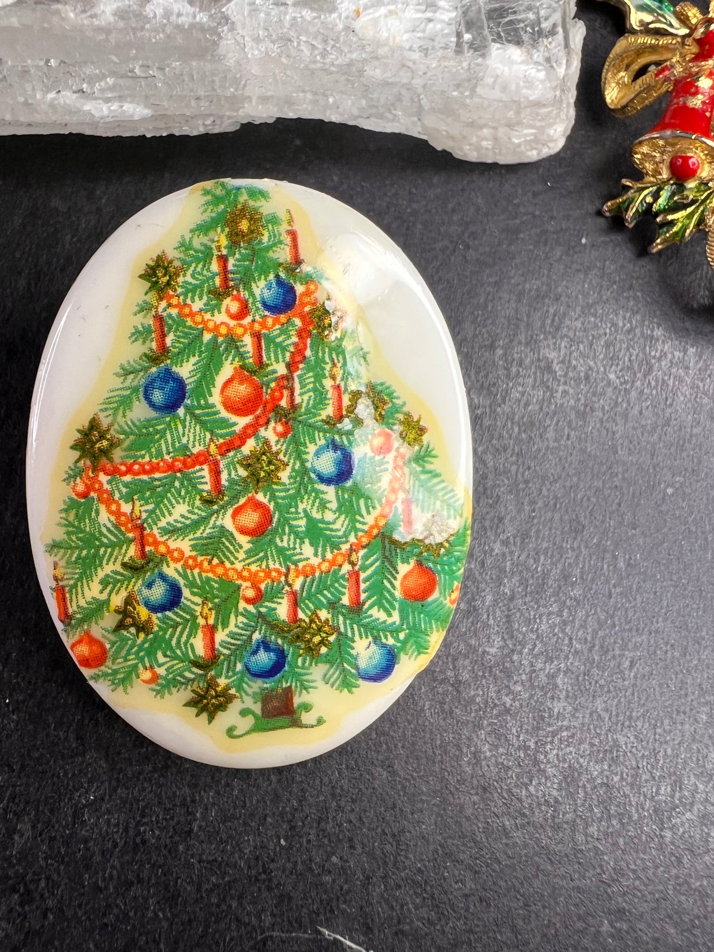 Vintage Christmas Brooch Lot of 6 Holiday Wreath Cat Tree Enamel Pins