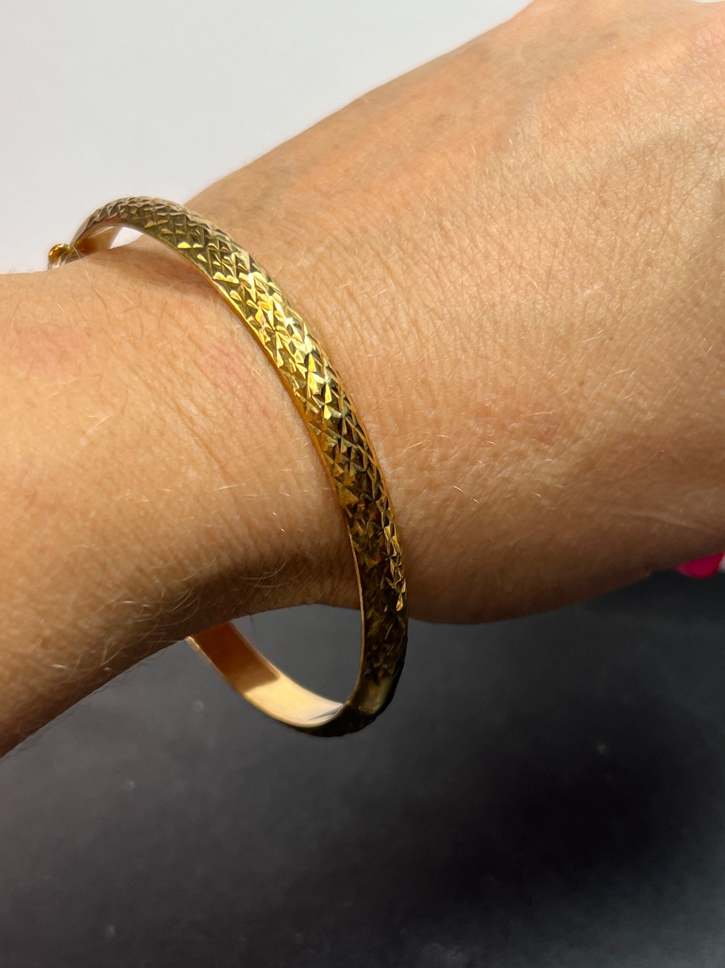 18k yellow gold over sterling silver hollow bangle bracelet