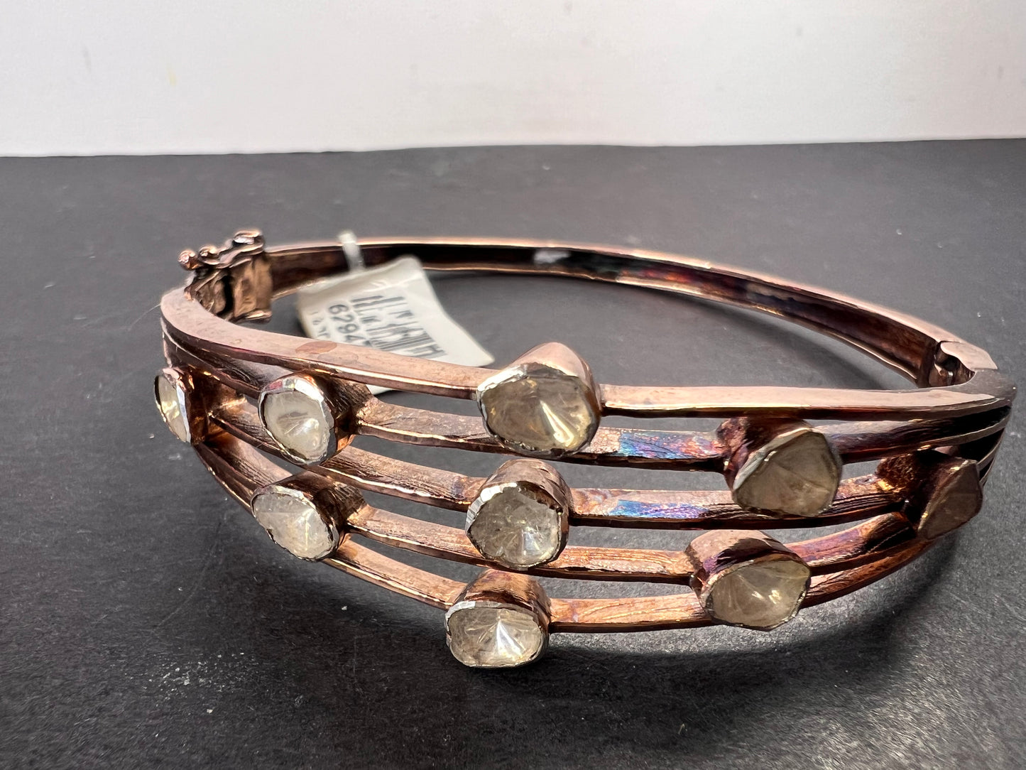 Polki diamond bangle bracelet in rose gold vermeil over sterling silver 2.00 ctw