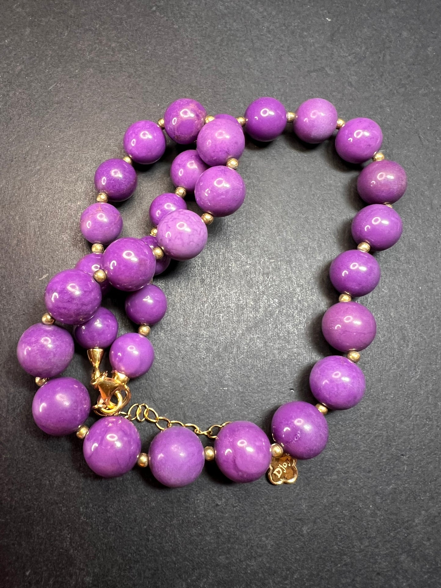 NEW Phosphosiderite graduated beaded necklace in vermeil