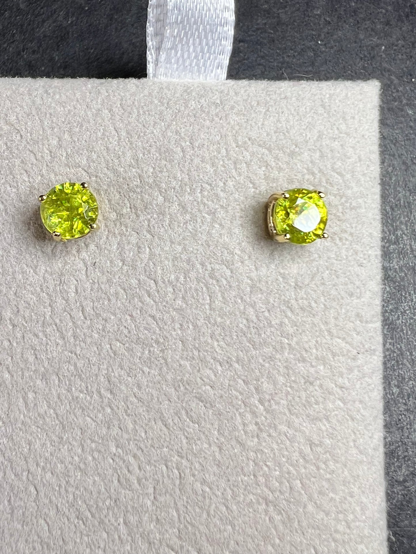Rare Sphene Titanite Stud Earrings in 14k Yellow Gold