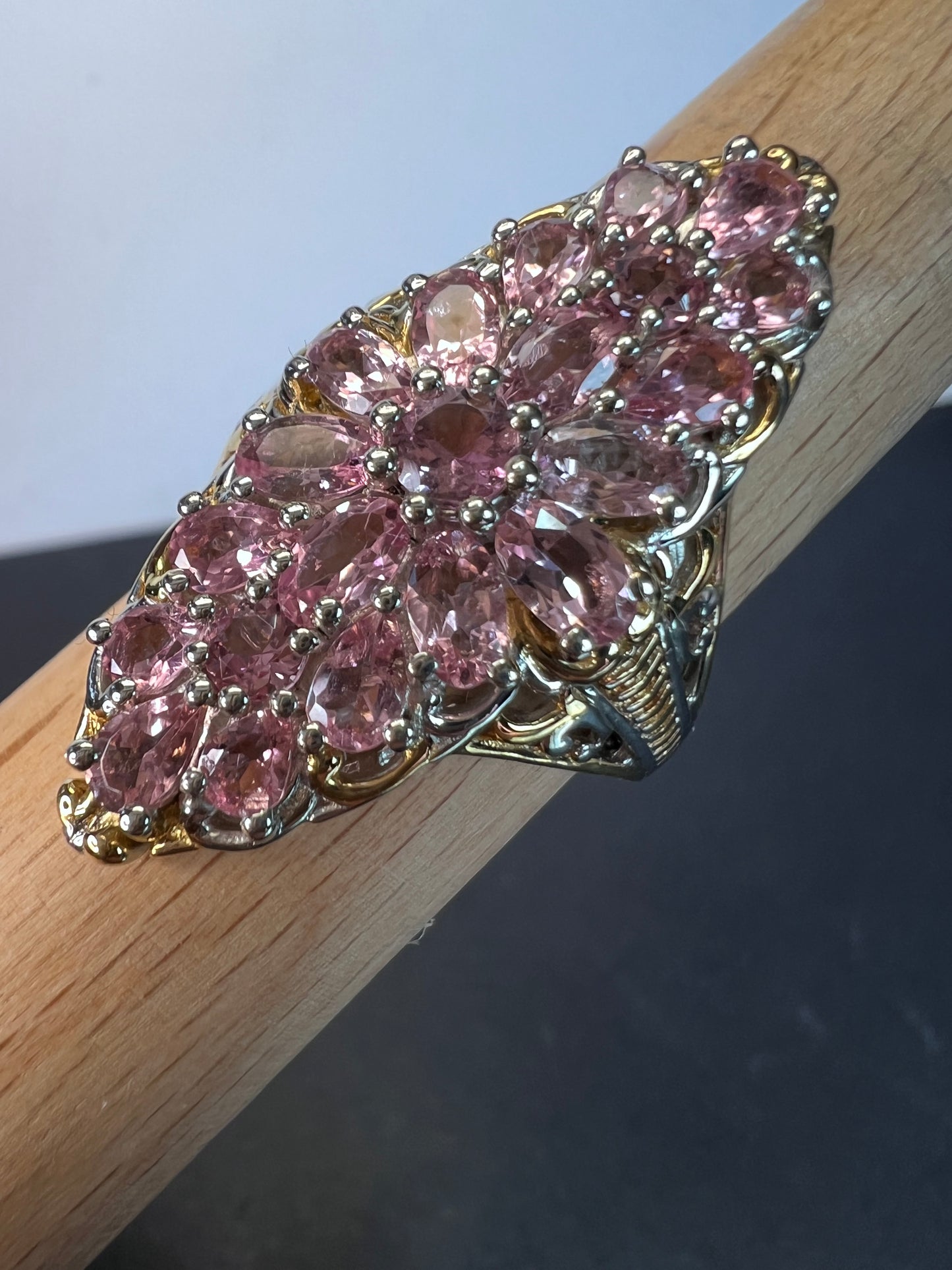 Pink tourmaline vintage vibes statement ring size 10