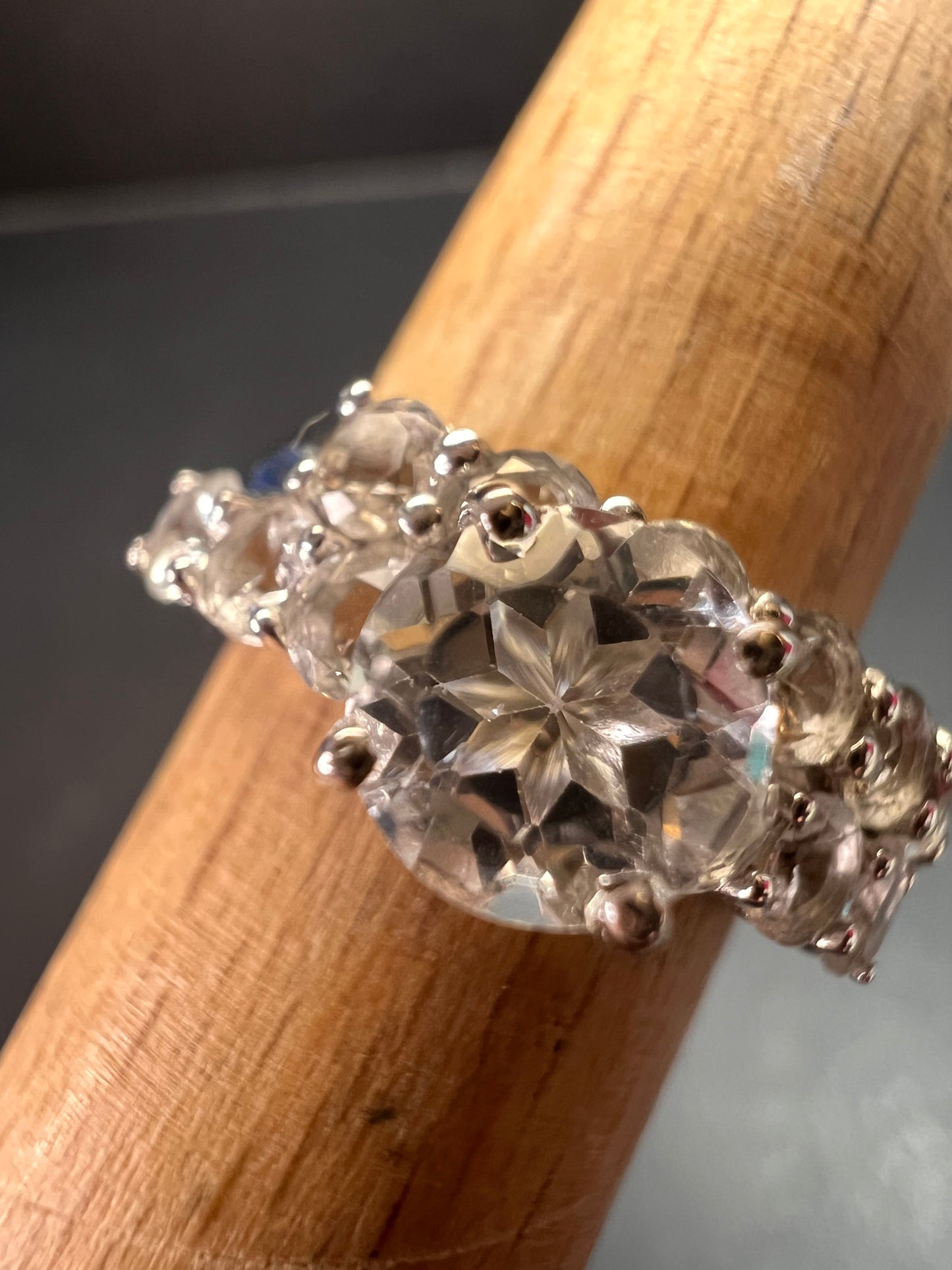 NEW White topaz stackable ring set in platinum over sterling silver size 5