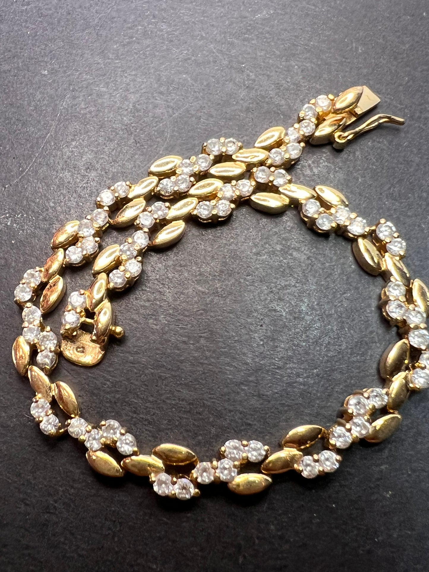 Vintage CZ bracelet in gold over sterling silver