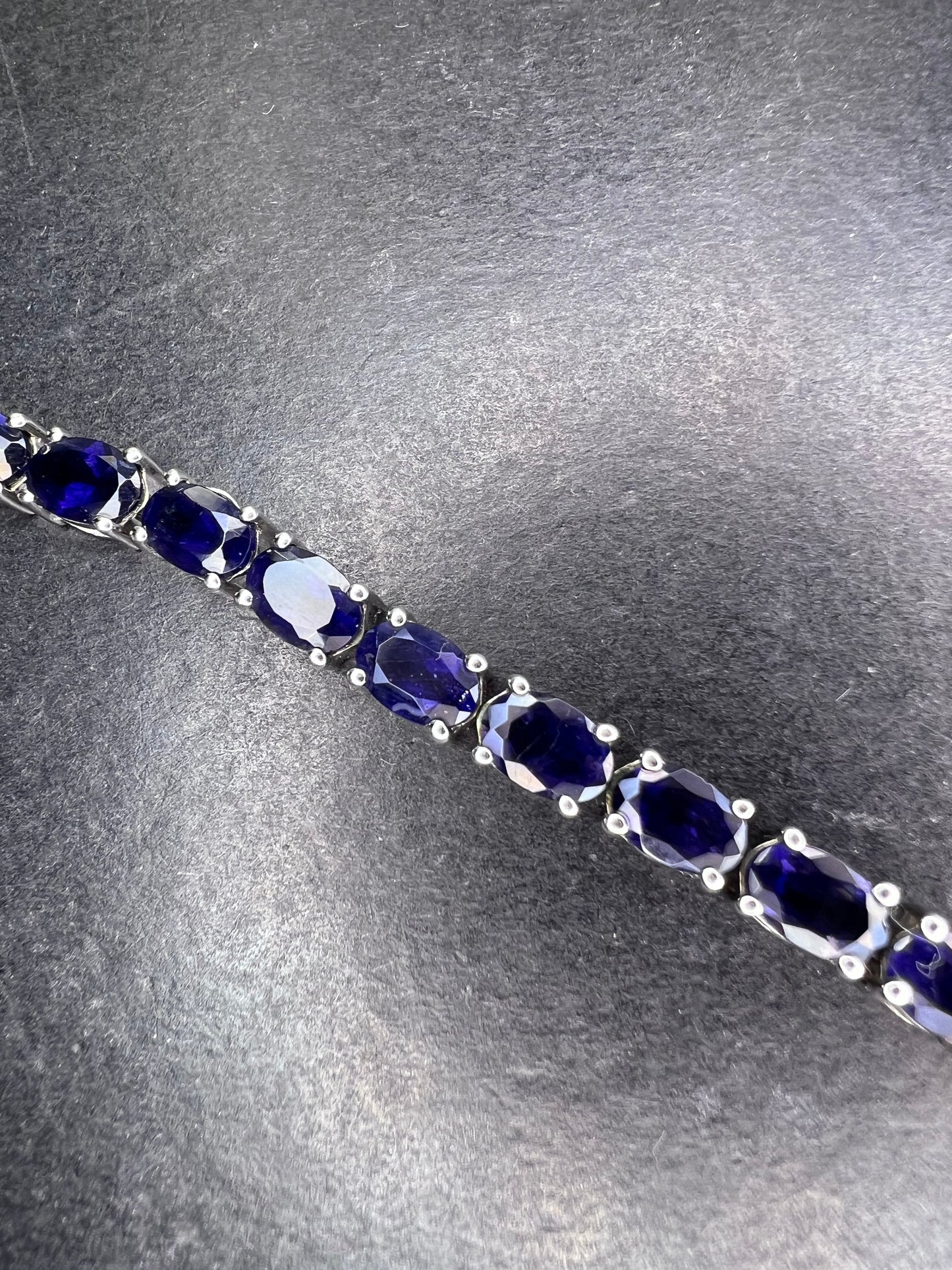 Iolite tennis bracelet in sterling silver 8 inch