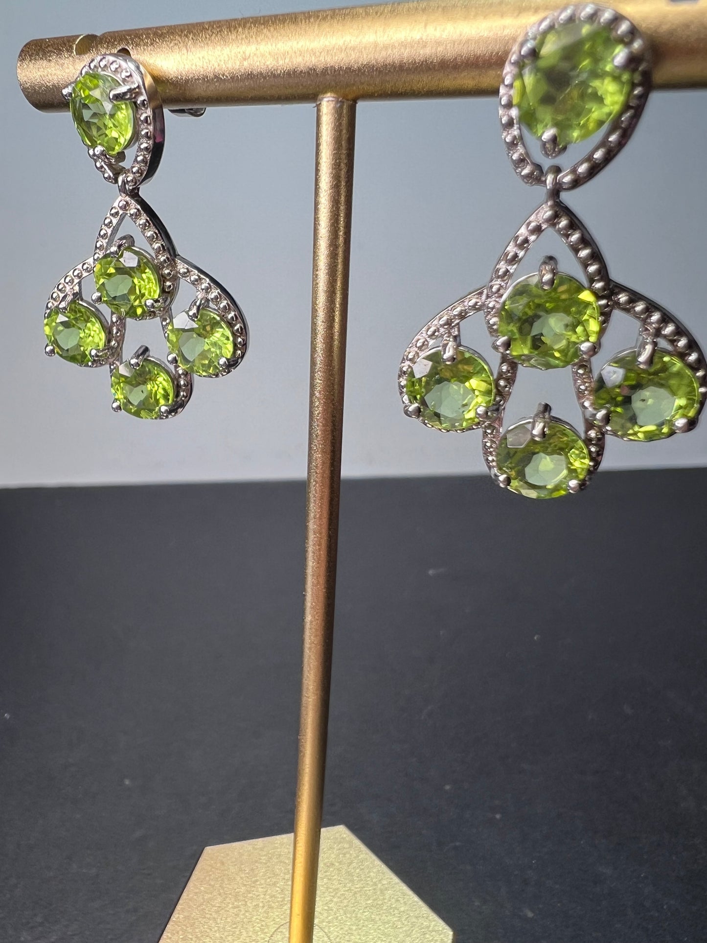 Peridot sterling silver chandelier earrings