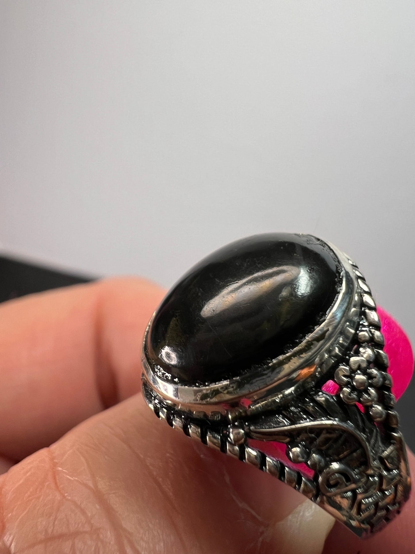 Elite shungite sterling southwest style artisan sterling silver ring size 8 *NEW*