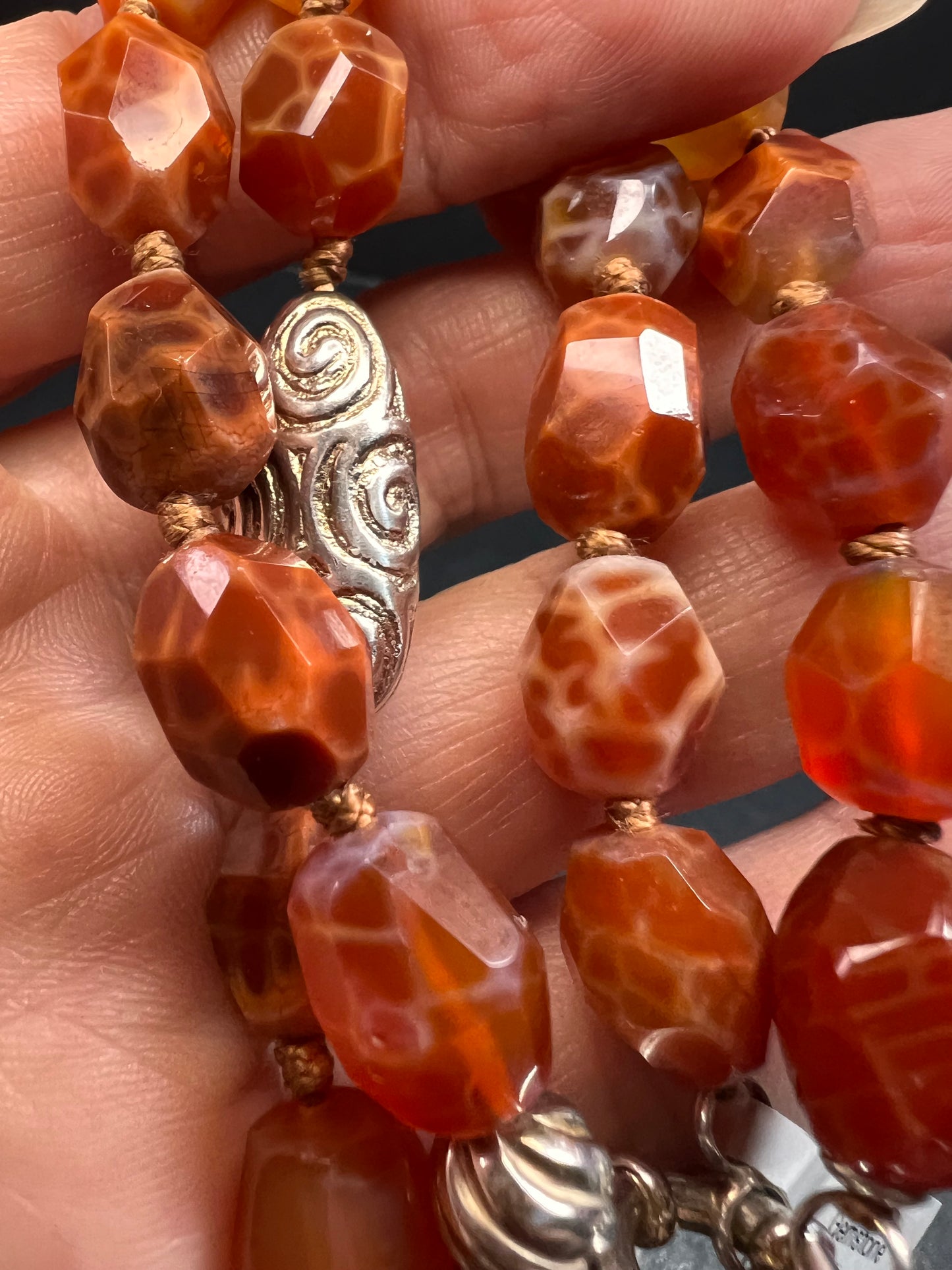 NEW fire agate Sterling silver necklace