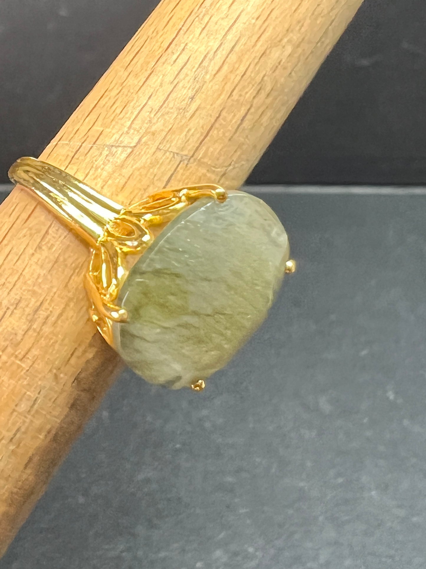 NWT Labradorite Gold Over 925 Sterling Ring Size 7 16x11mm Oval