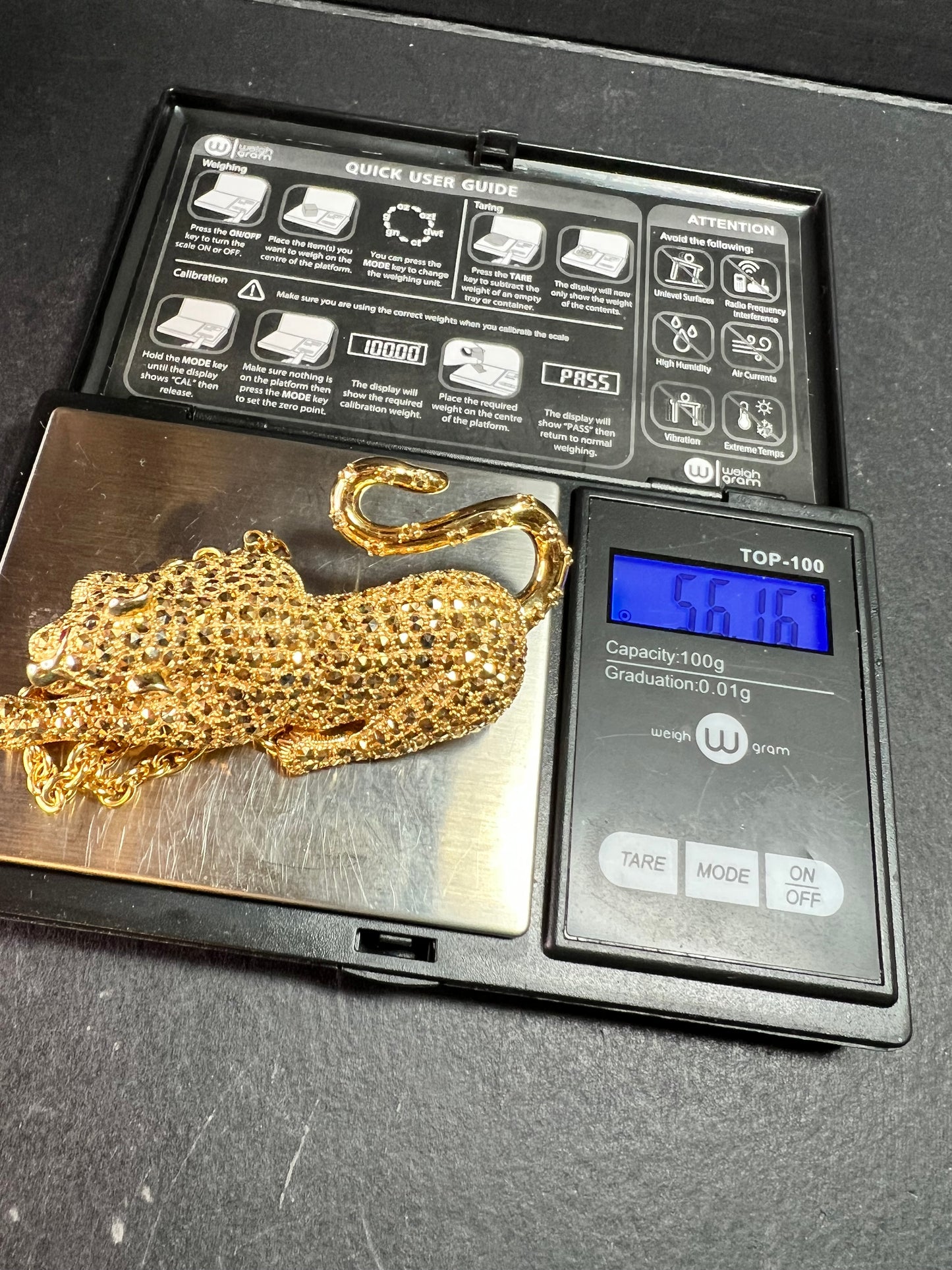 Dallas Prince 14K Clad Marcasite Panther Necklace Ruby Eyes 18-20