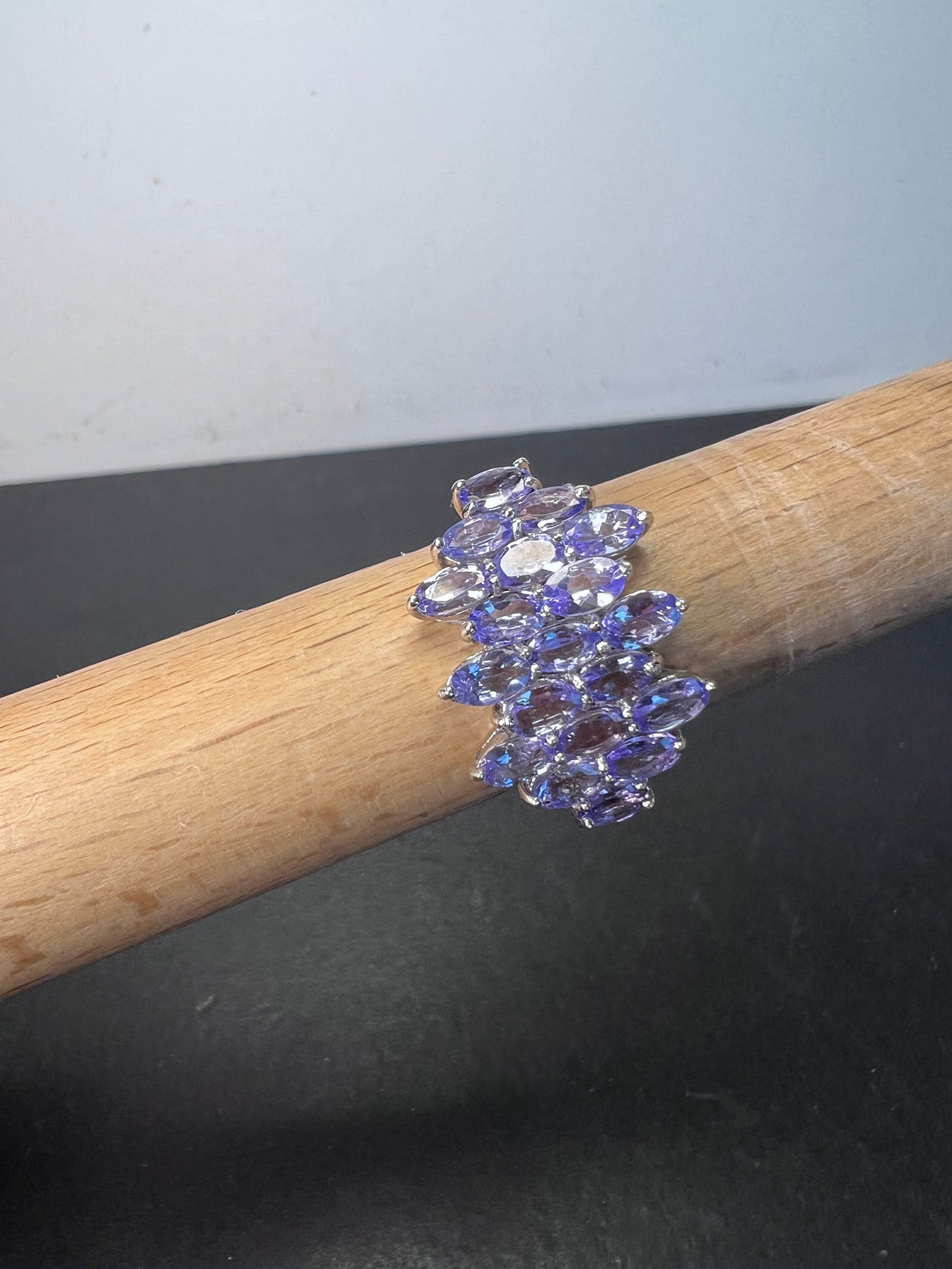 Tanzanite rhodium over sterling silver ring size 8