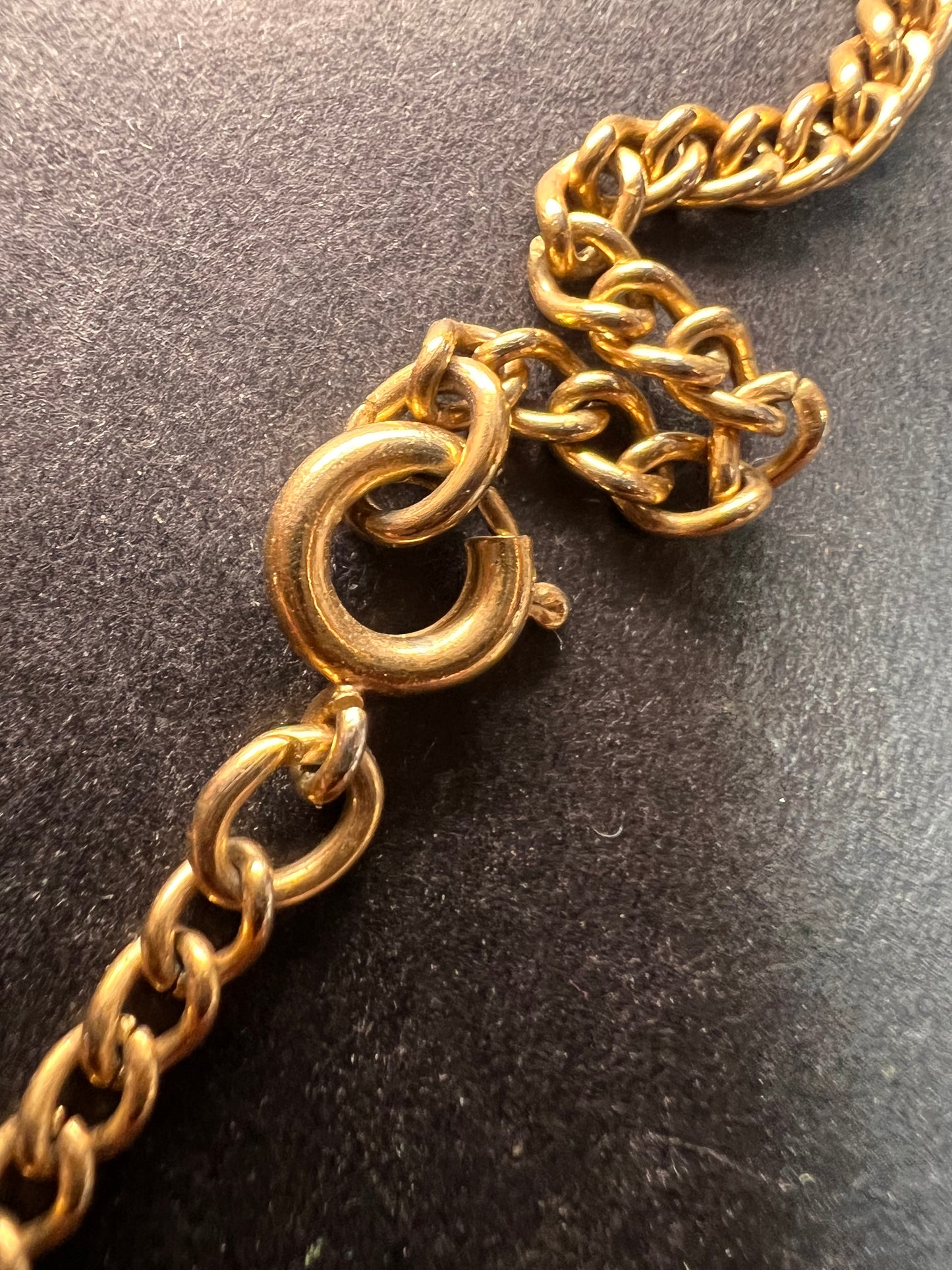 Vintage Avon Red Cabochon Filigree Cross Necklace 24”