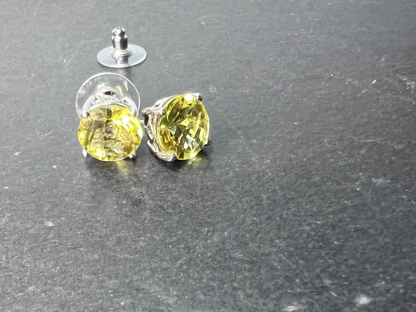 Lemon quartz stud earrings in sterling silver