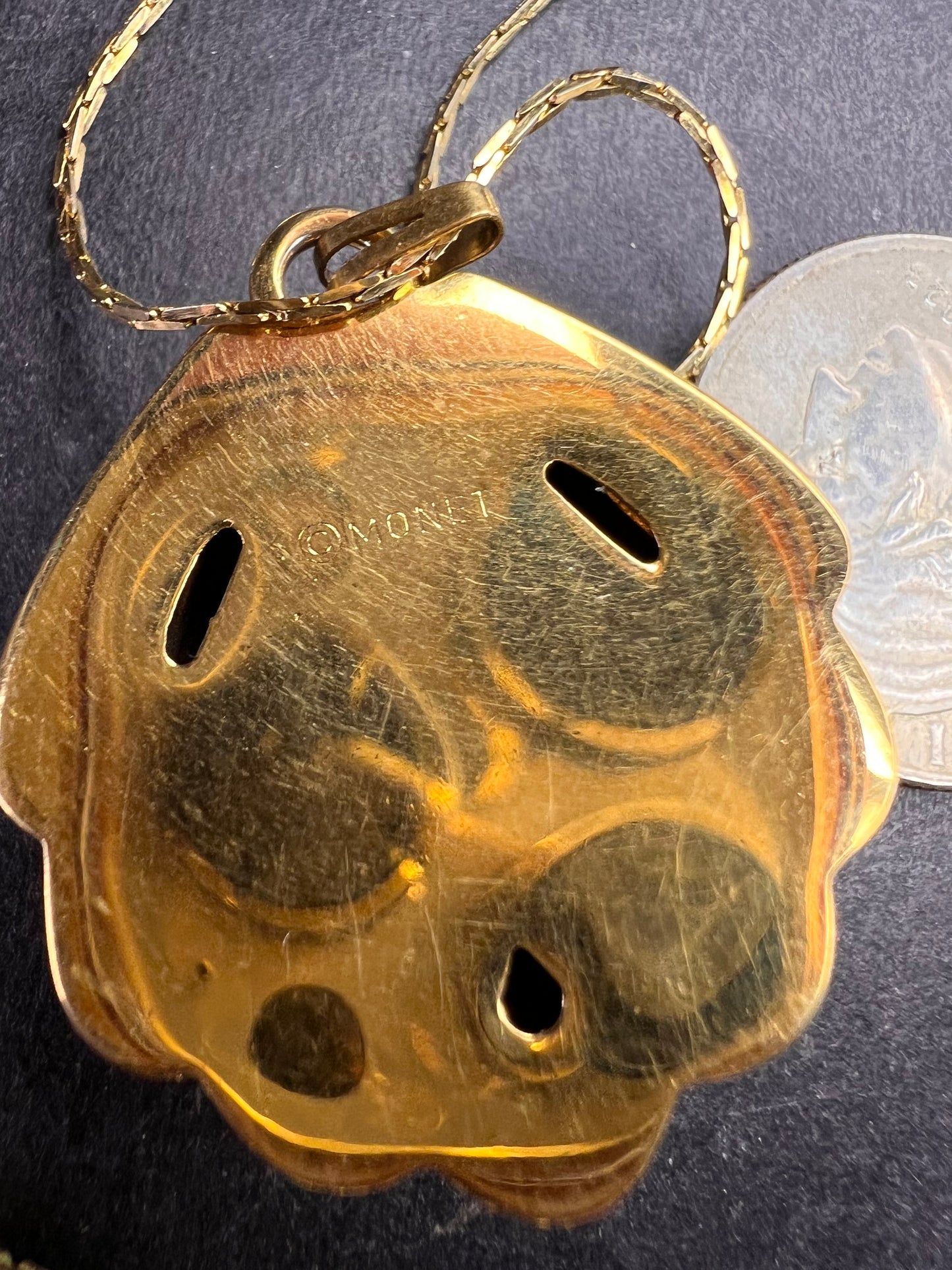 Vintage Monet Shell Pendant Necklace Gold Tone 24 Inch Coastal MCM