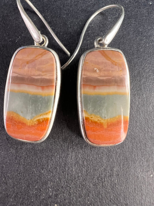 NEW polychrome Jasper sterling silver earrings 9.39 grams