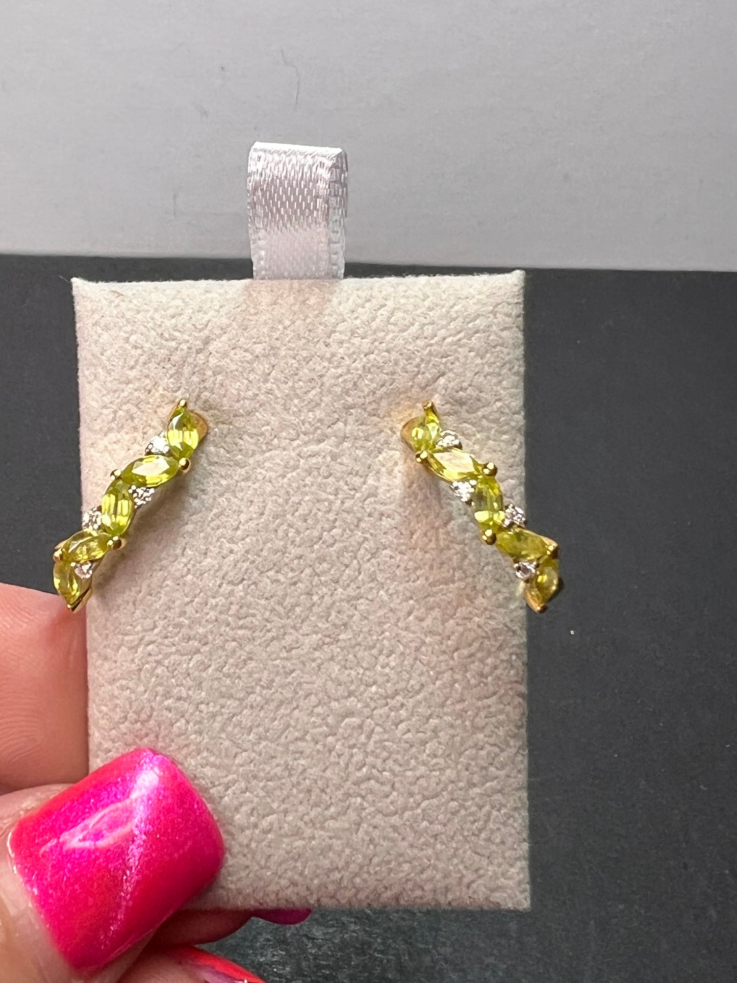 Sava sphene and moissanite j-hoop earrings in vermeil yellow gold over sterling silver 1.75 ctw