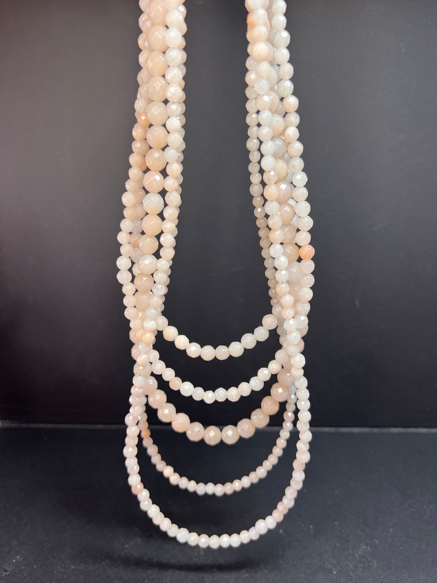 NEW pink aventurine multi strand necklace with sterling silver clasp