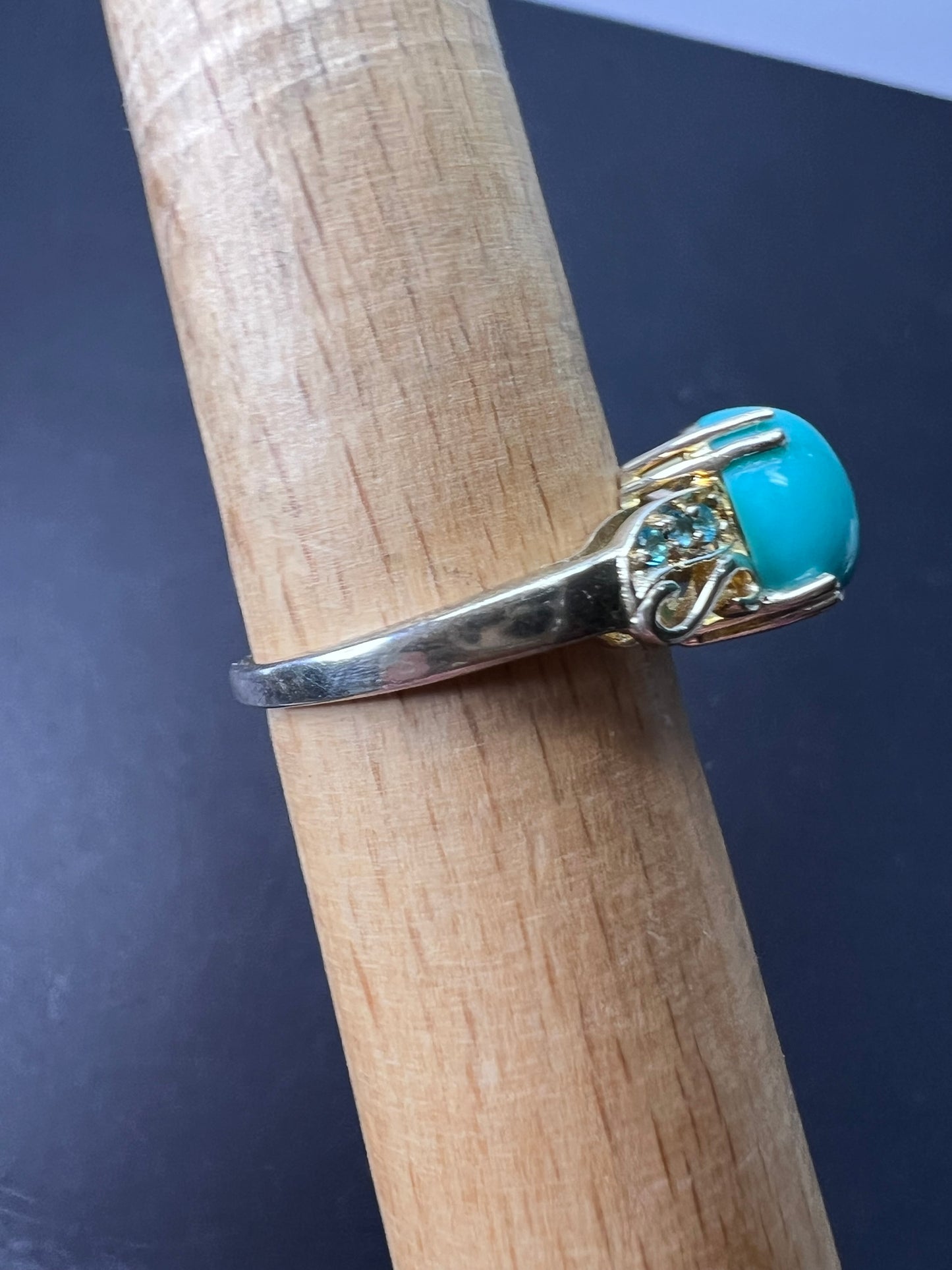 Sleeping Beauty turquoise and neon blue apatite sterling silver ring size 9