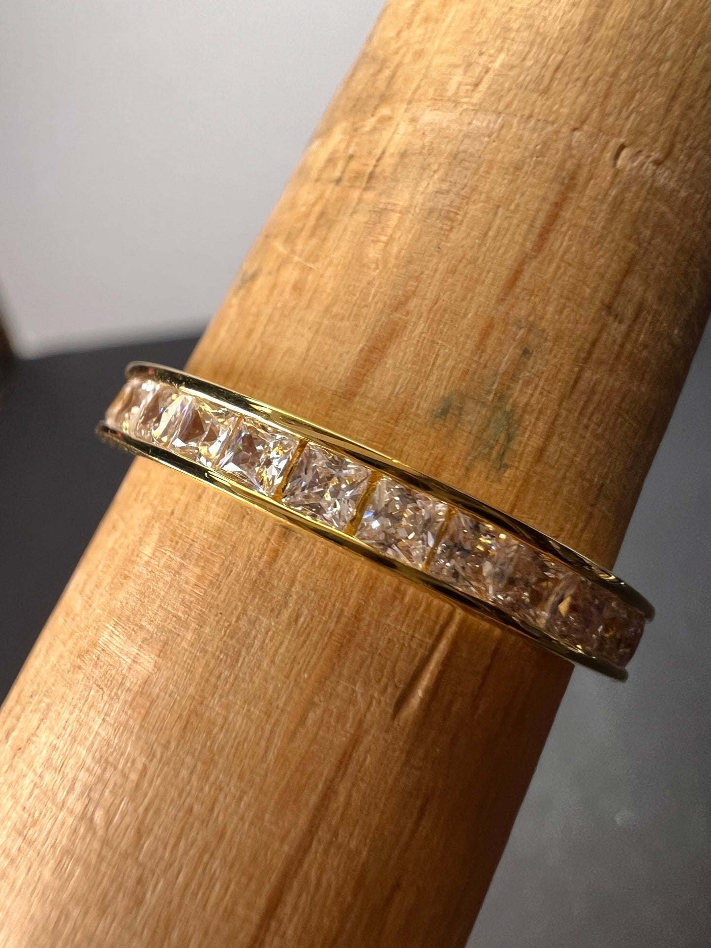 Gold over sterling CZ eternity band stacker ring size 9