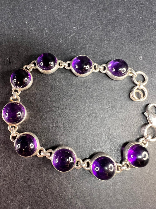 Vintage amethyst sterling silver bracelet