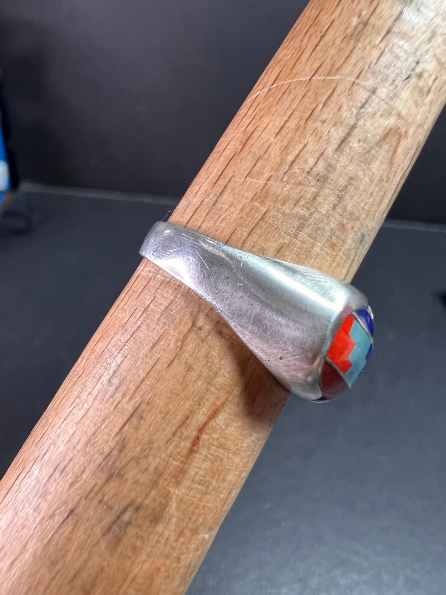 Vintage 925 Sterling Silver Southwest Mosaic Inlay Ring Size 7