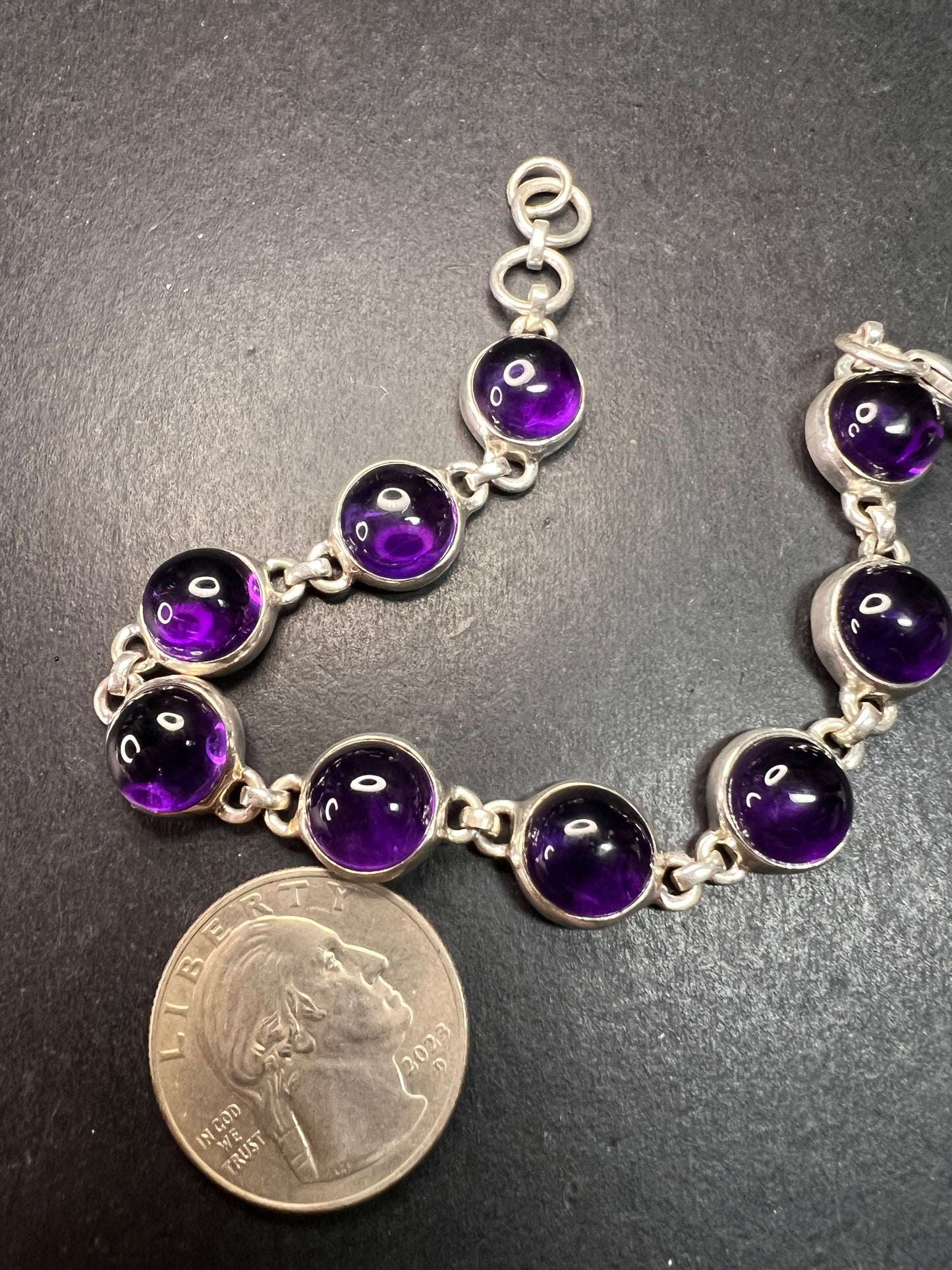 Vintage amethyst sterling silver bracelet