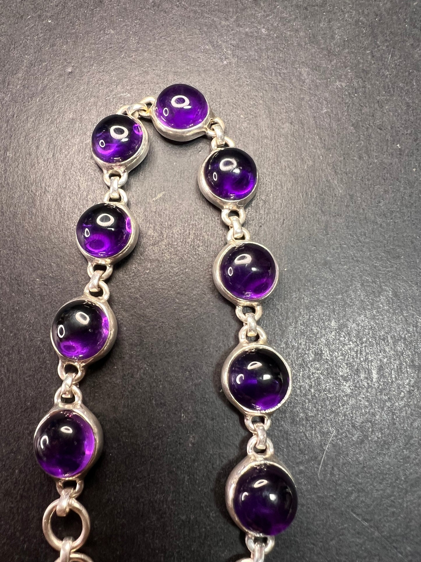 Vintage amethyst sterling silver bracelet