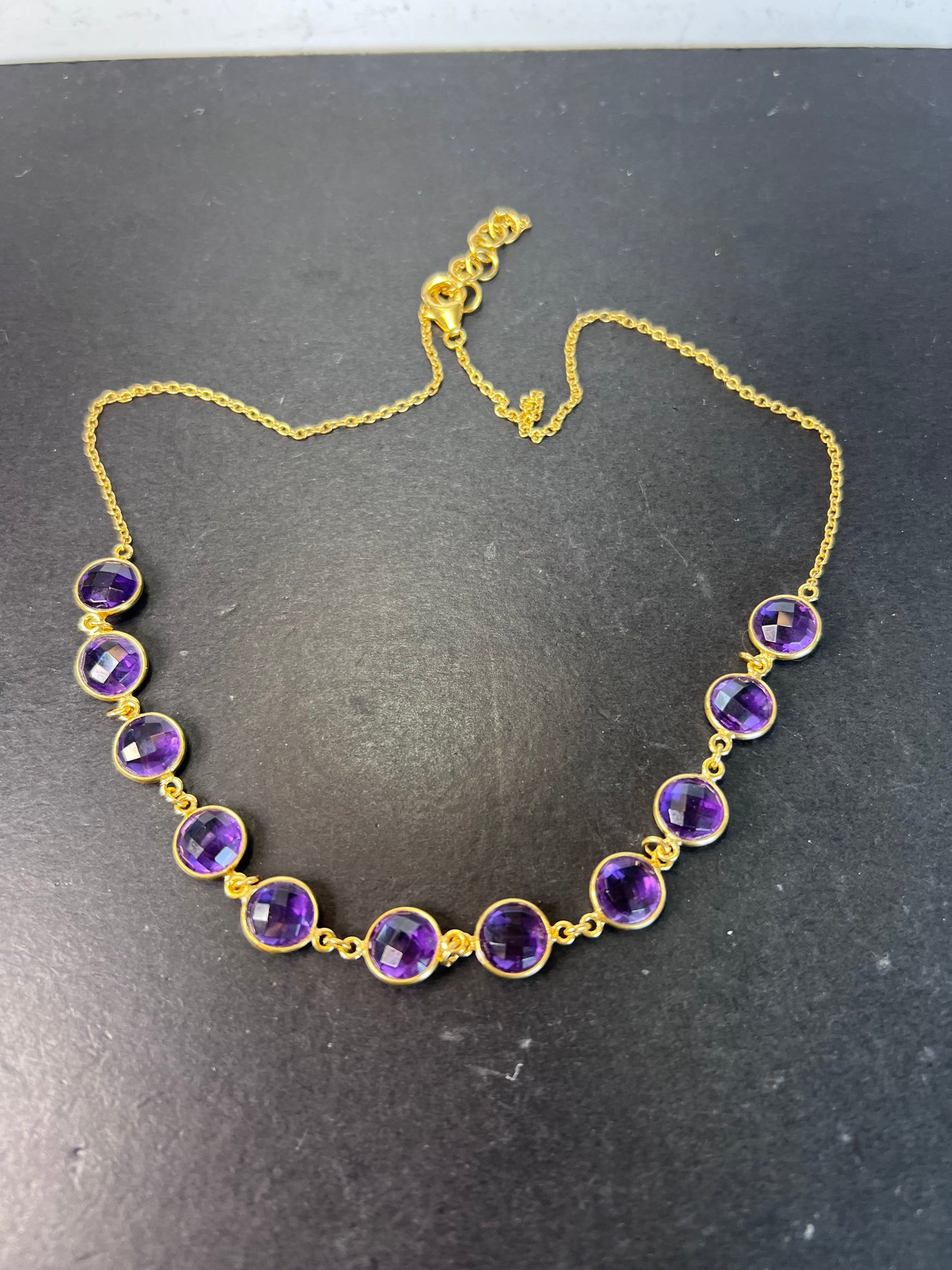 New Purple African Amethyst 18k Yellow Gold Over Sterling Silver Necklace 15.30ctw