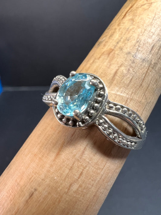 Blue topaz sterling silver ring size 9