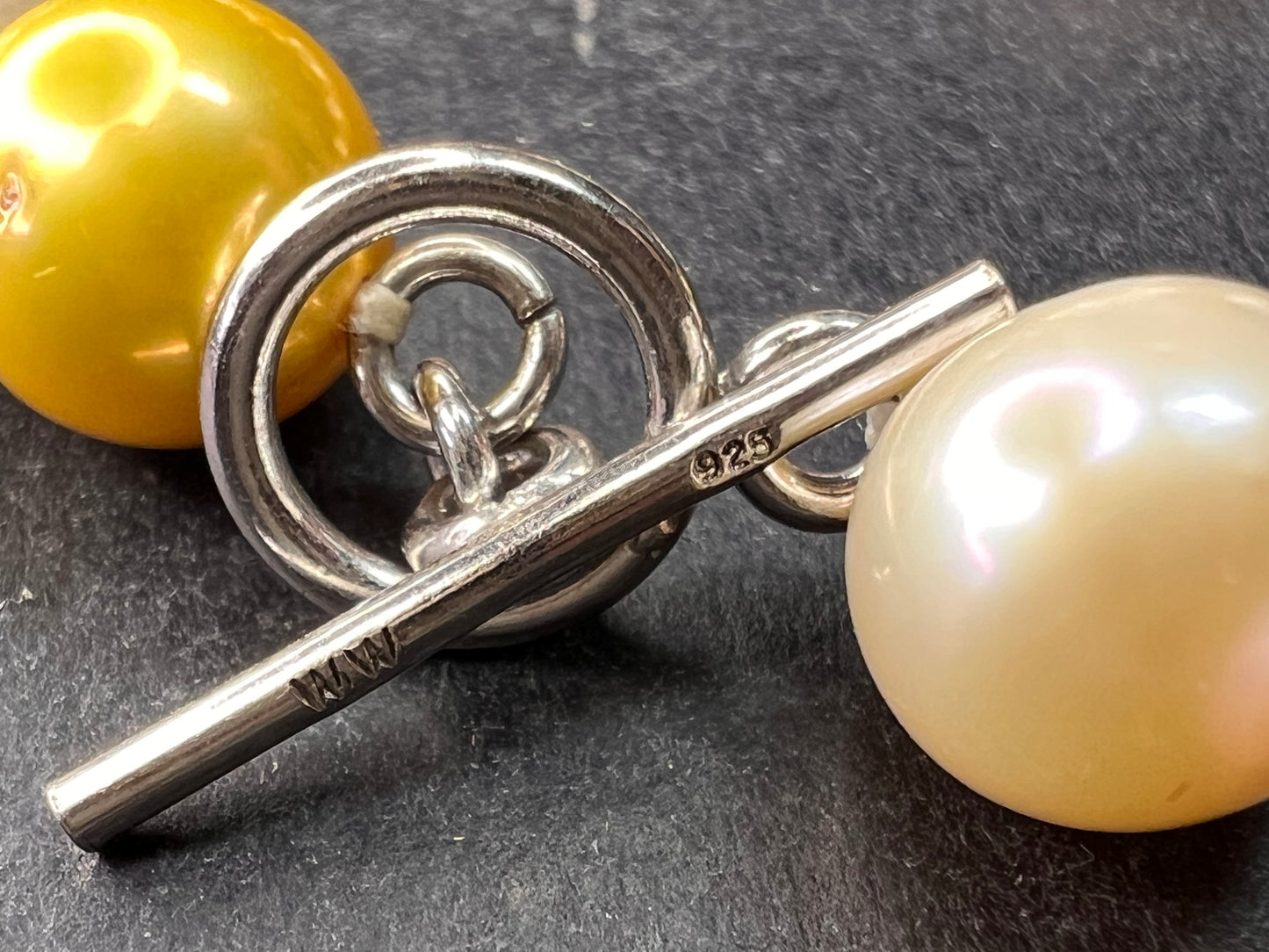 Multicolor Cultured Pearl Necklace 18” 925 WW Sterling Toggle Clasp